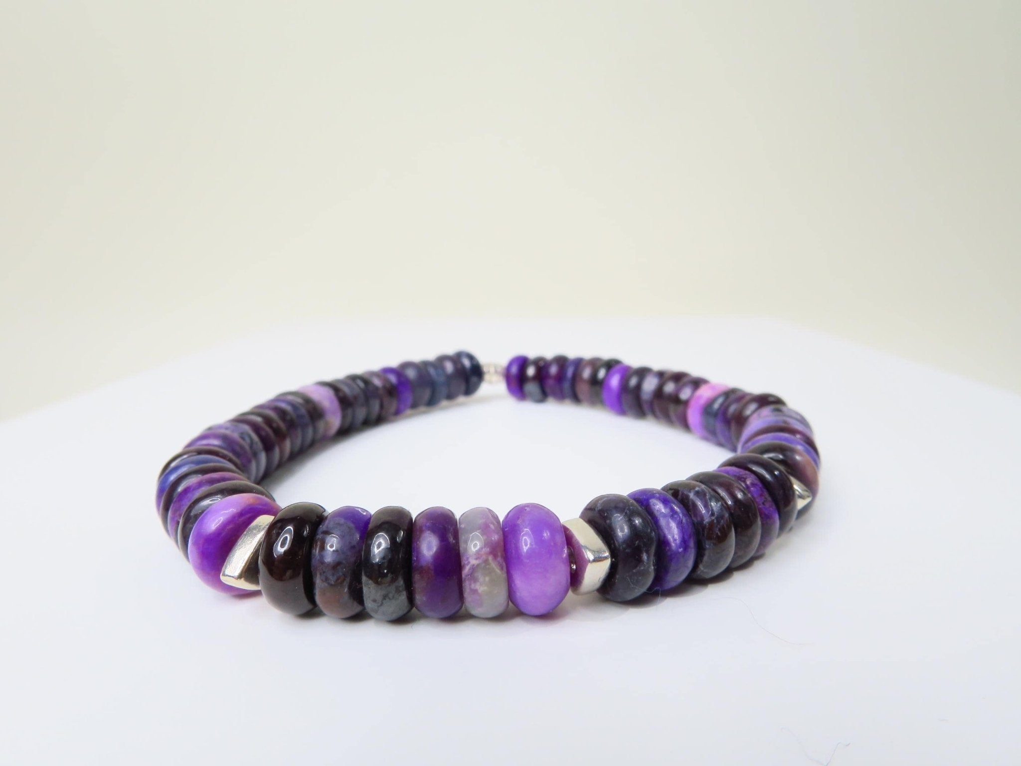 Sugilith Armband Silber elastisch für Herren und Damen