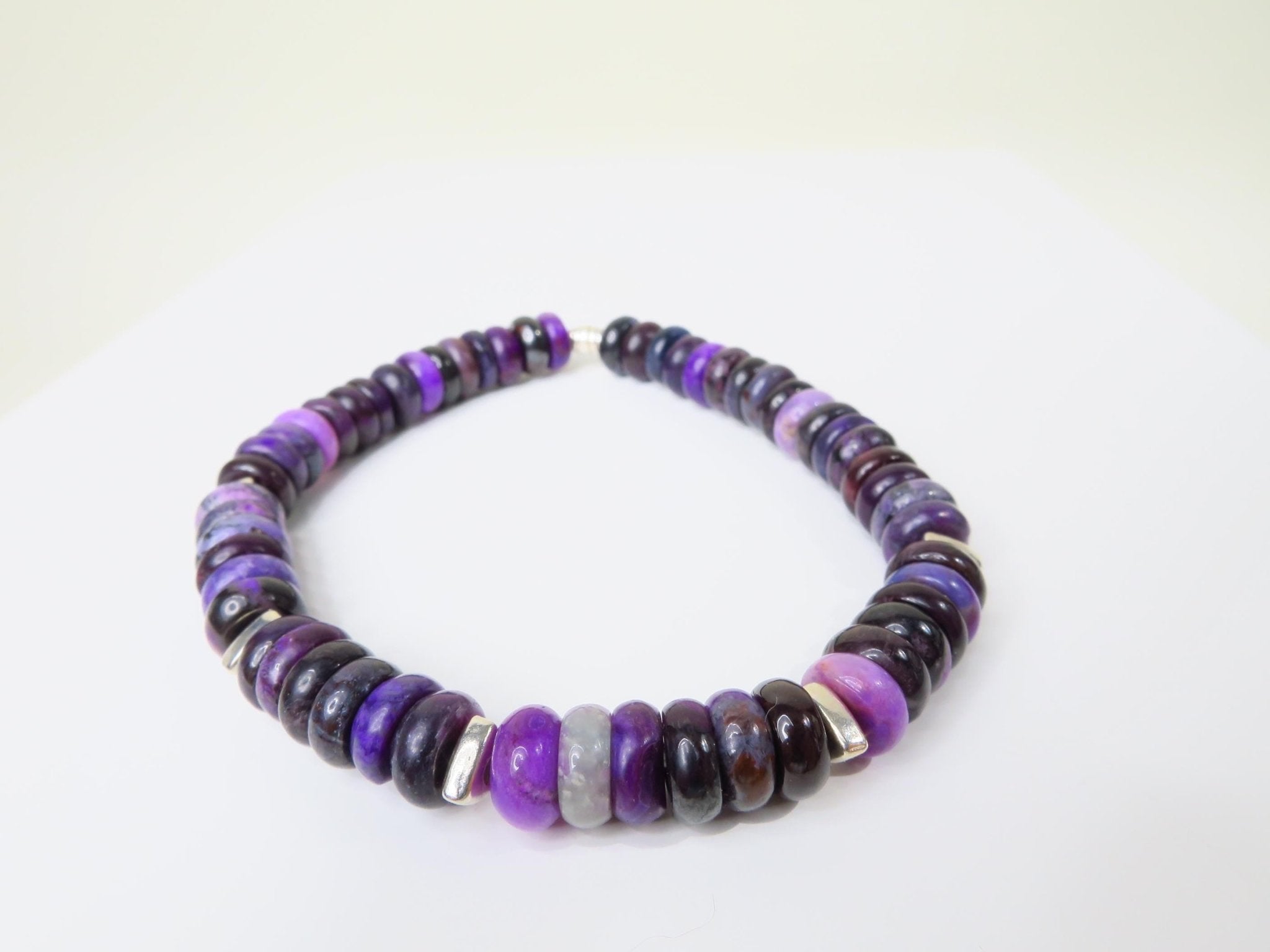 Sugilith Armband Silber elastisch für Herren und Damen