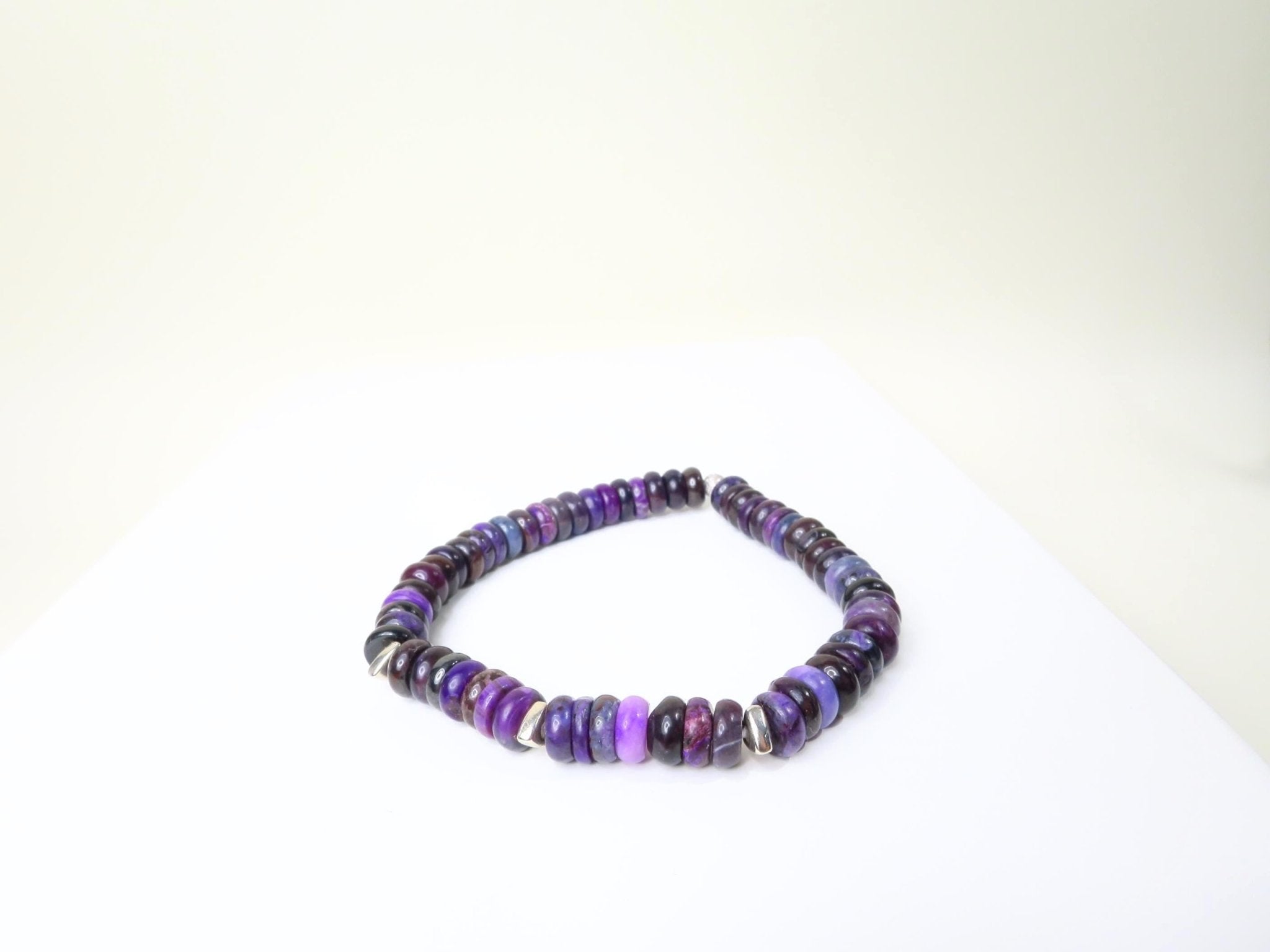 Sugilith Armband Silber elastisch für Herren und Damen