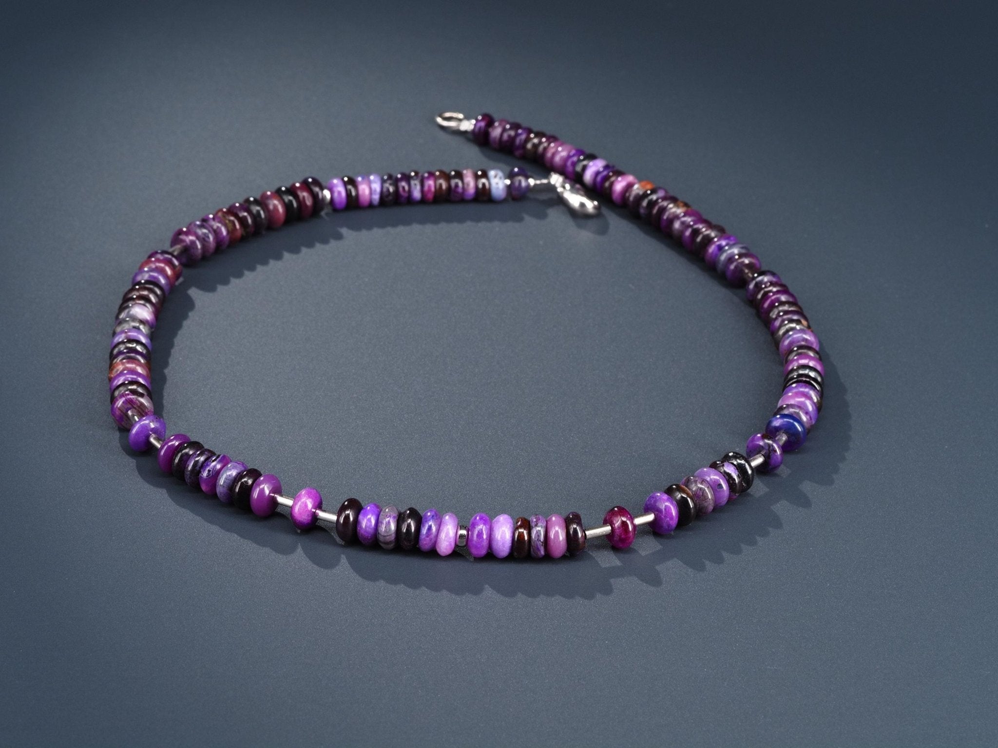 Sugilith Kette 100% echte Sugilit Halskette Rondelle Lila Edelstein Sterling Silber