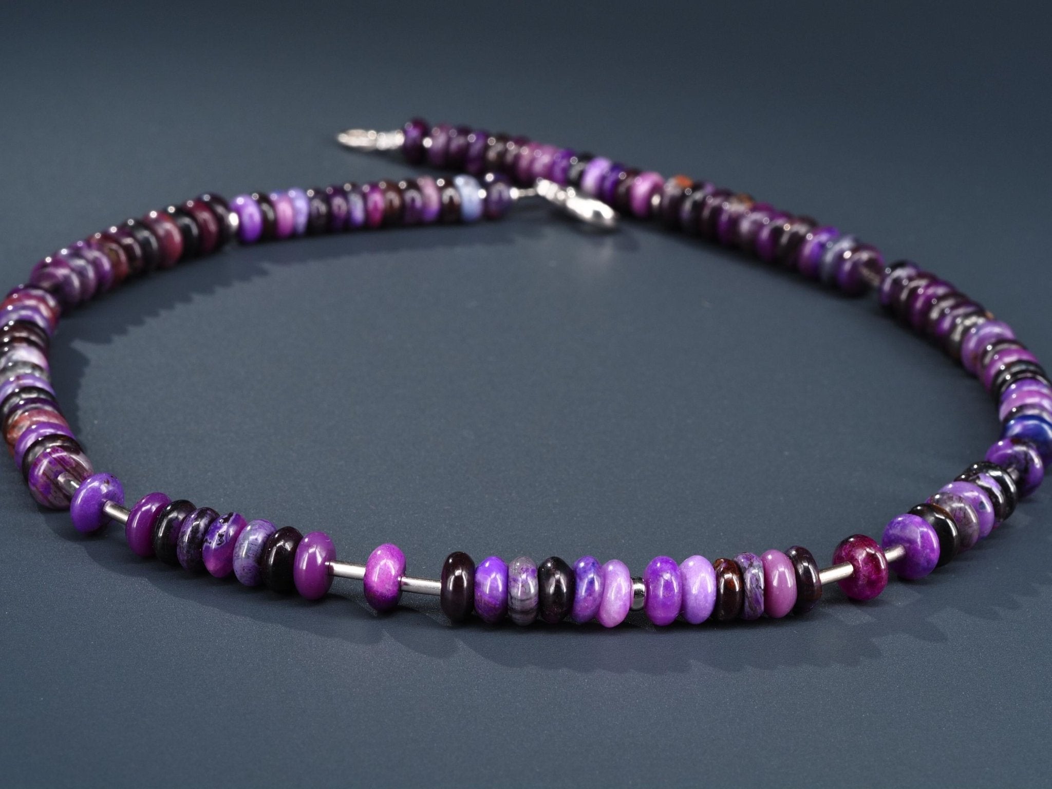 Sugilith Kette 100% echte Sugilit Halskette Rondelle Lila Edelstein Sterling Silber