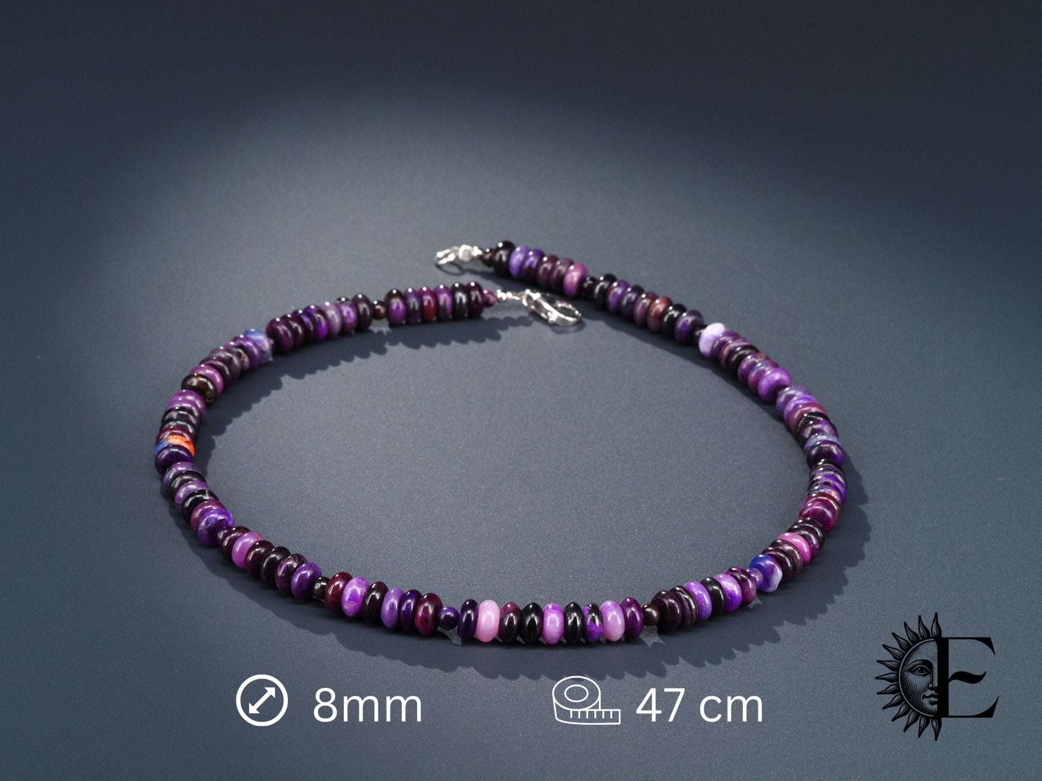 Sugilith Kette 100% Natur Halskette Rondelle Lila Edelstein