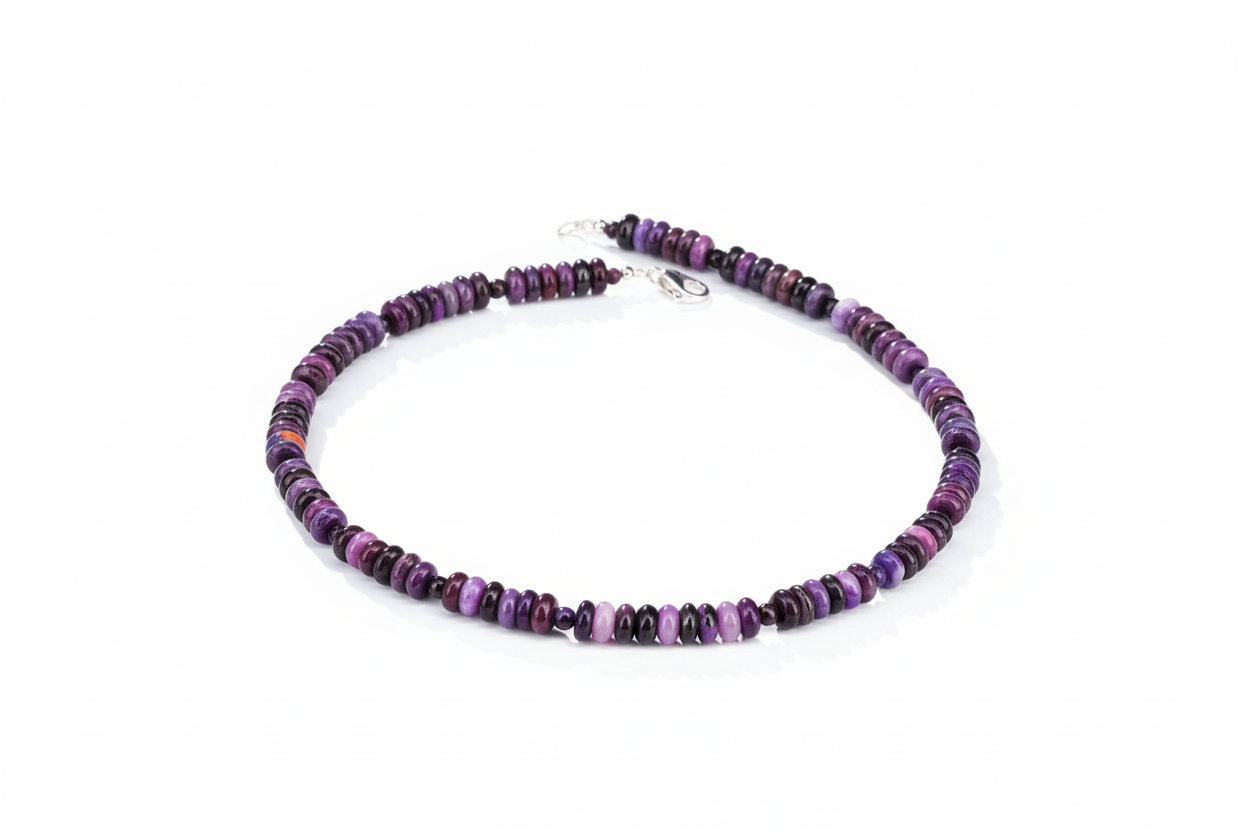 Sugilith Kette 100% Natur Halskette Rondelle Lila Edelstein
