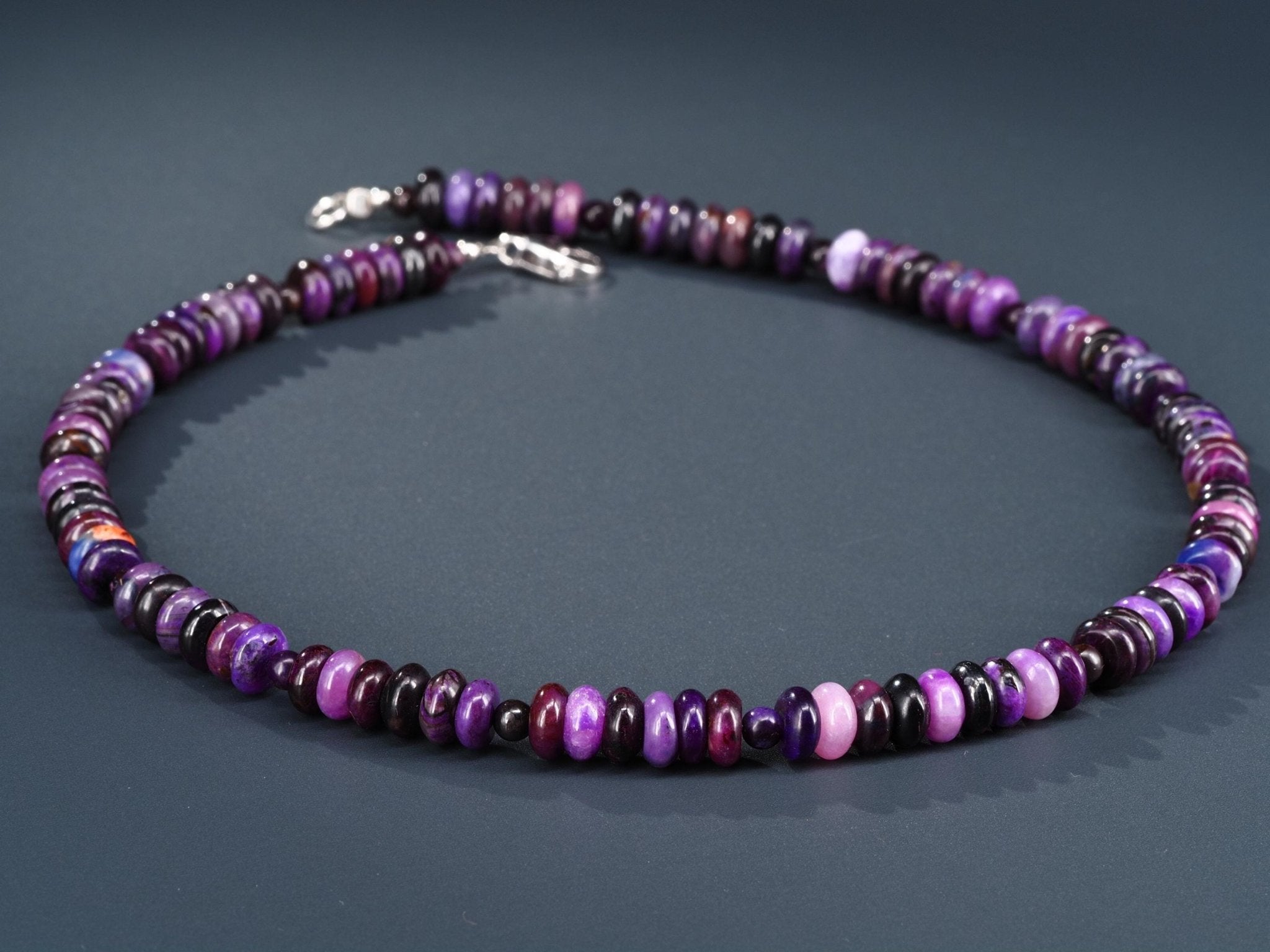 Sugilith Kette 100% Natur Halskette Rondelle Lila Edelstein