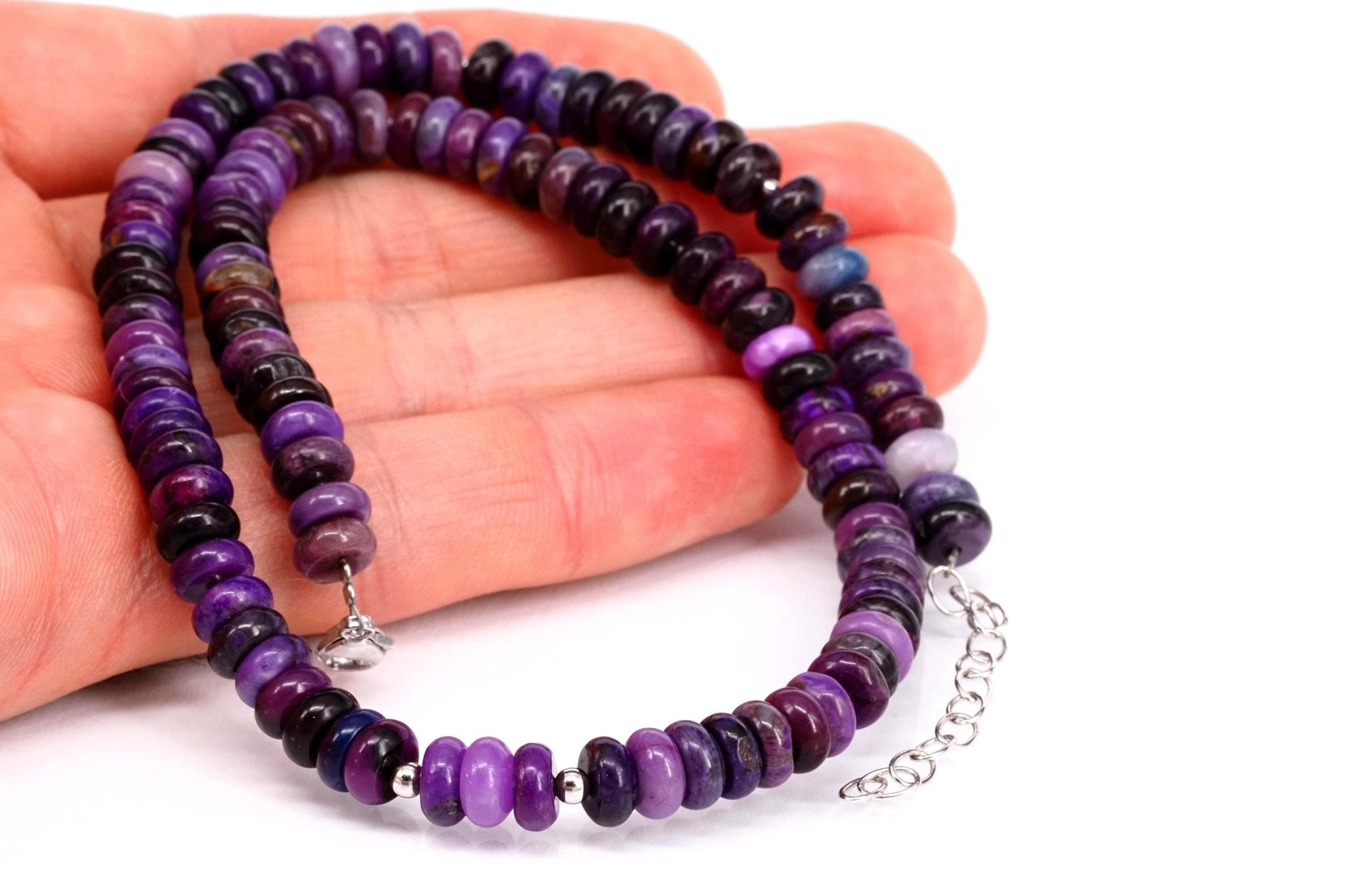 Sugilith Kette mit Silber Verschluss Lila Edelstein Collier