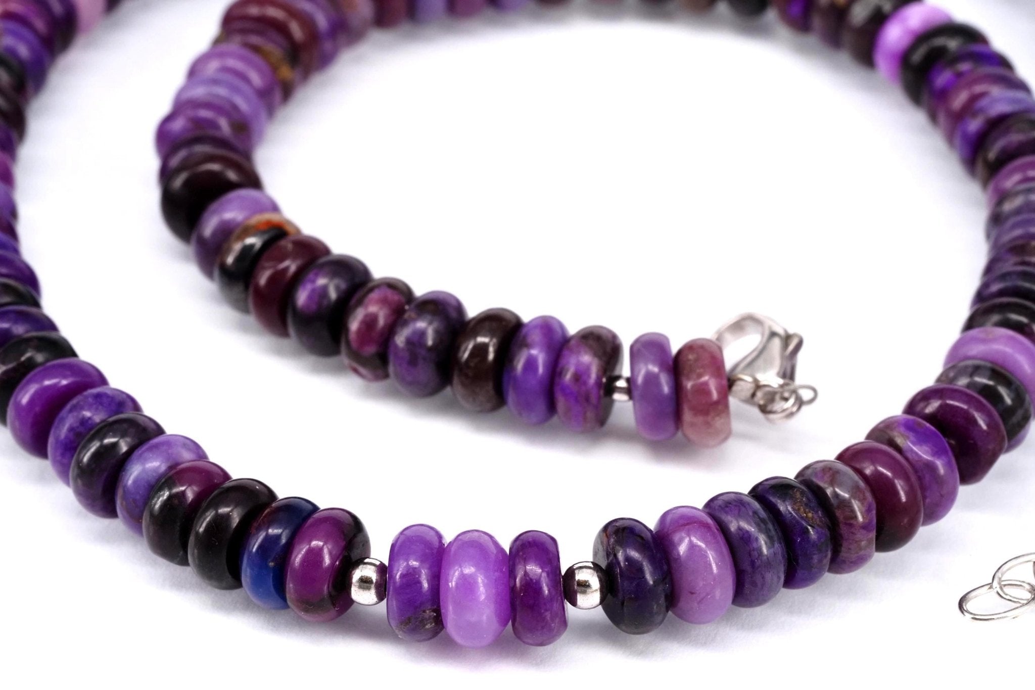 Sugilith Kette mit Silber Verschluss Lila Edelstein Collier