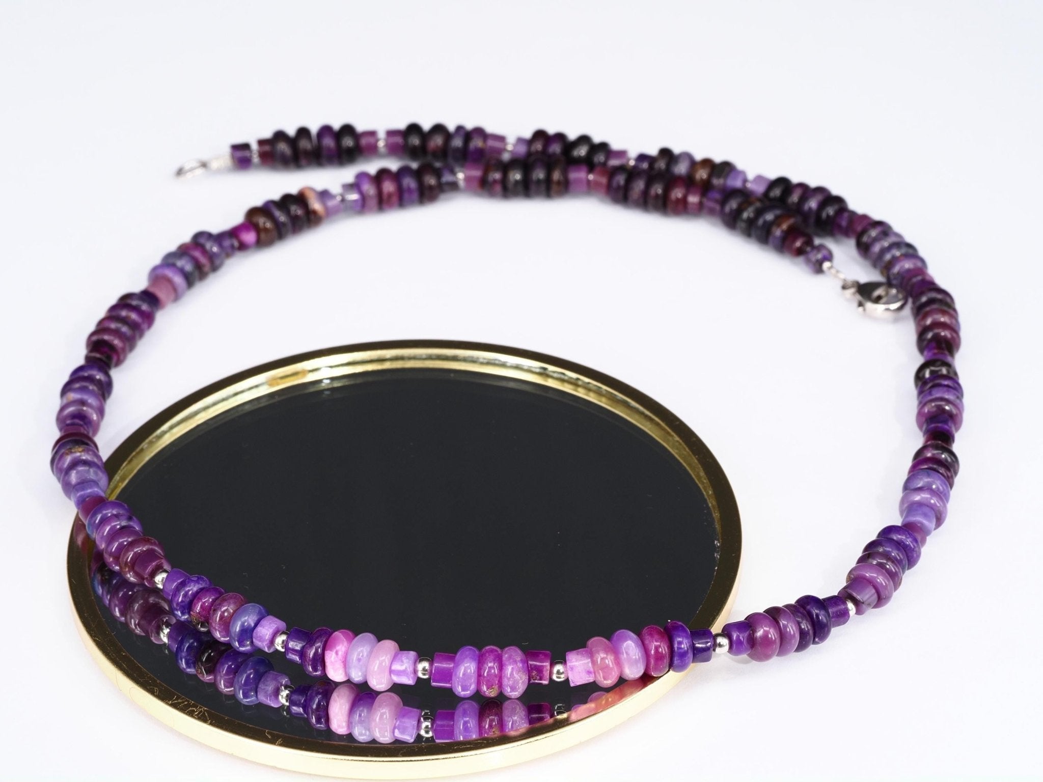 Sugilith Kette – seltene violette Edelsteinkette aus echtem Natur - Sugilith