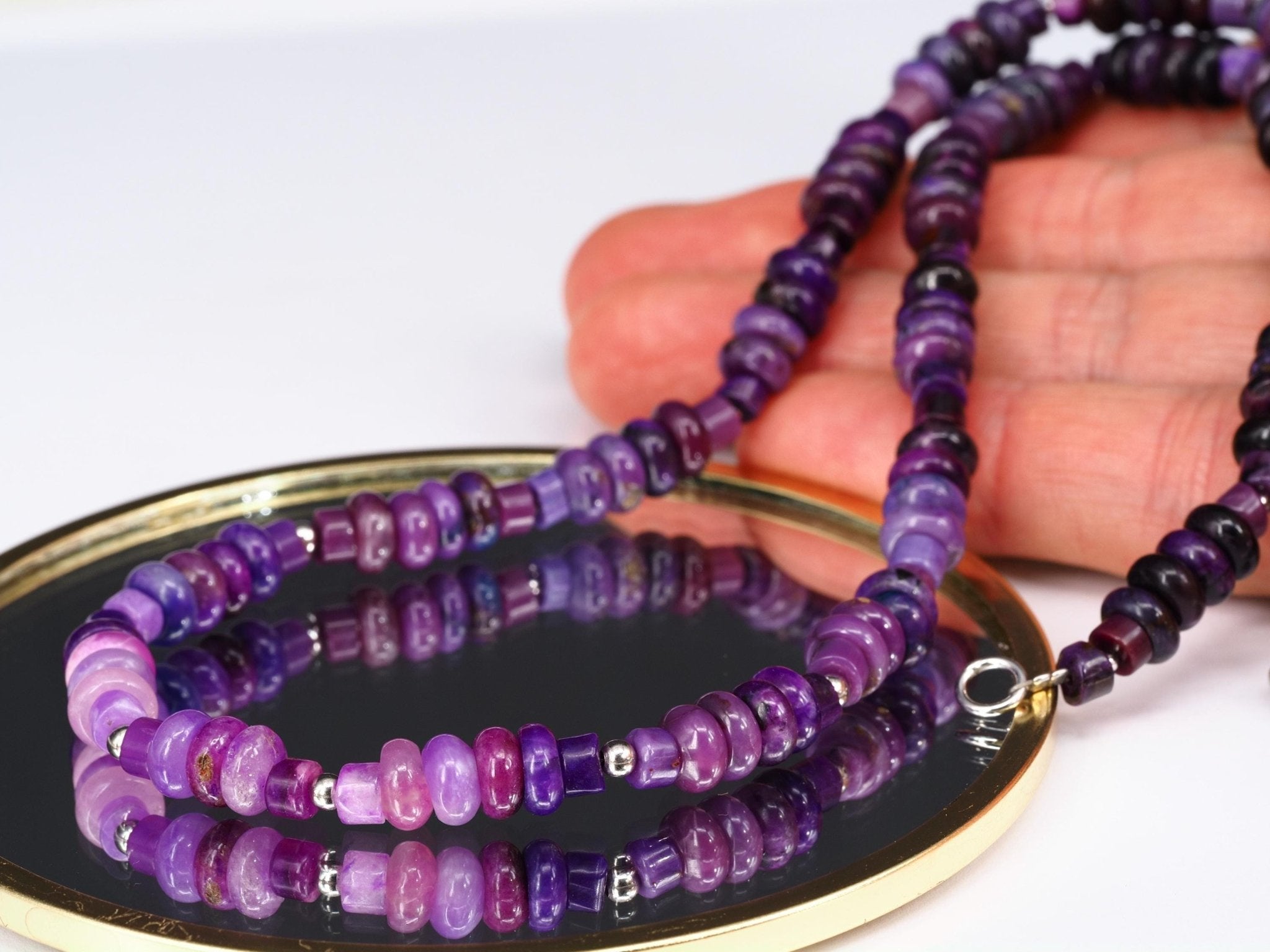 Sugilith Kette – seltene violette Edelsteinkette aus echtem Natur - Sugilith