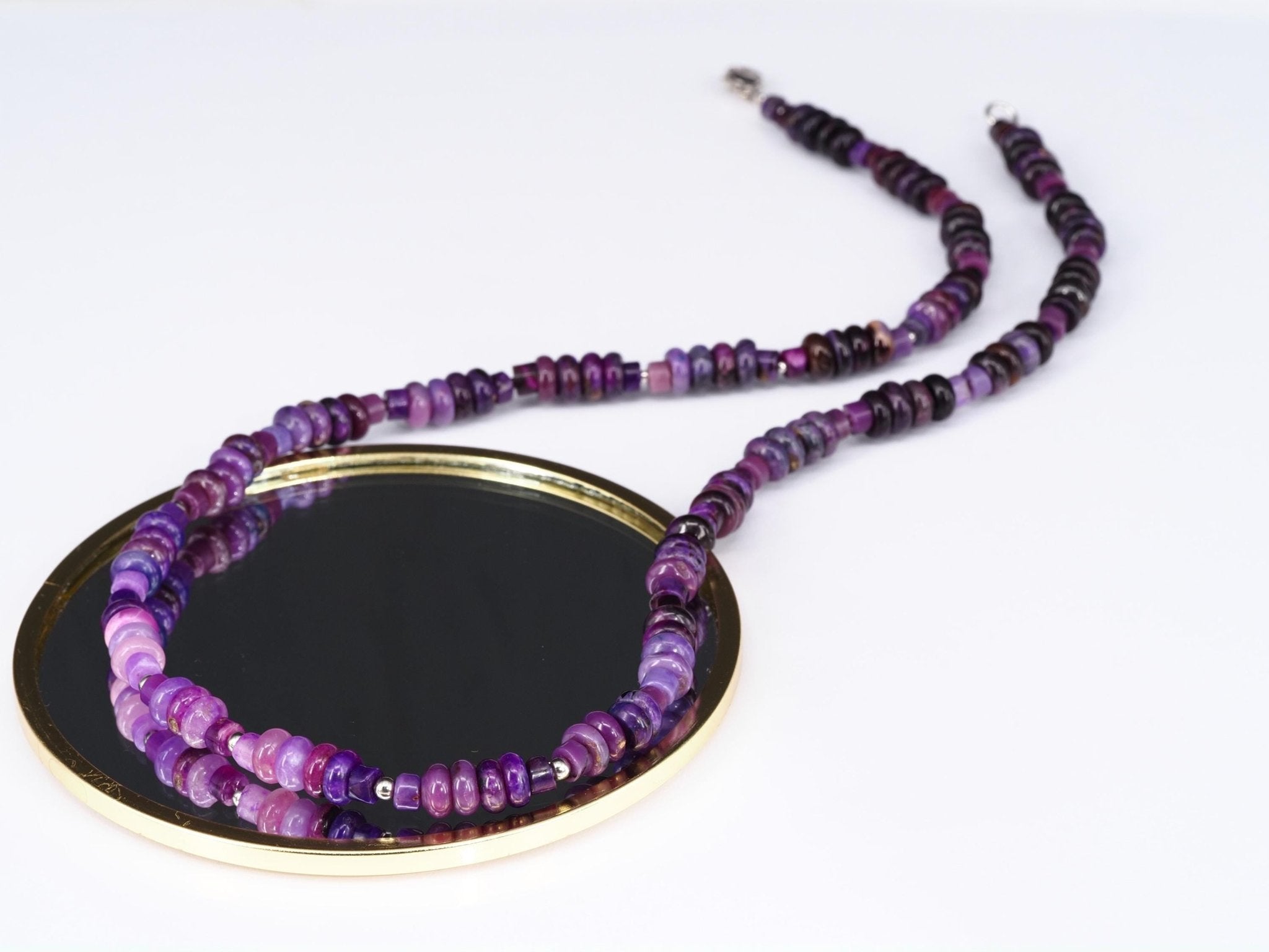 Sugilith Kette – seltene violette Edelsteinkette aus echtem Natur - Sugilith