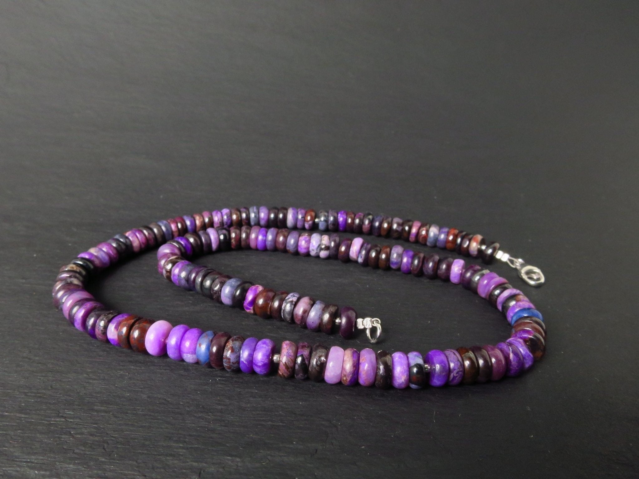 Sugilith Kette Silber 46cm echte Edelsteinkette