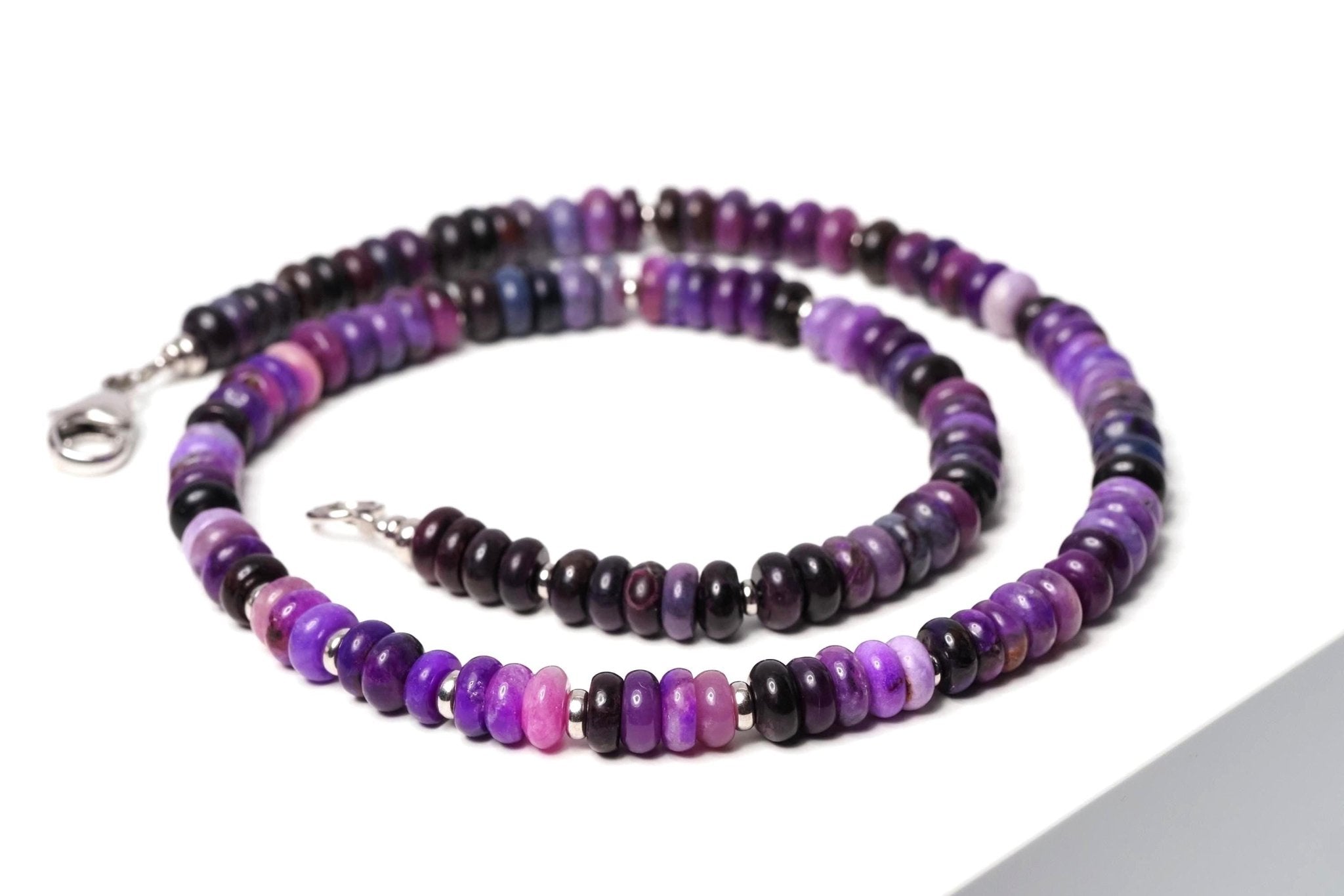 Sugilith Kette Silber 48,5cm AAA Edelsteinkette