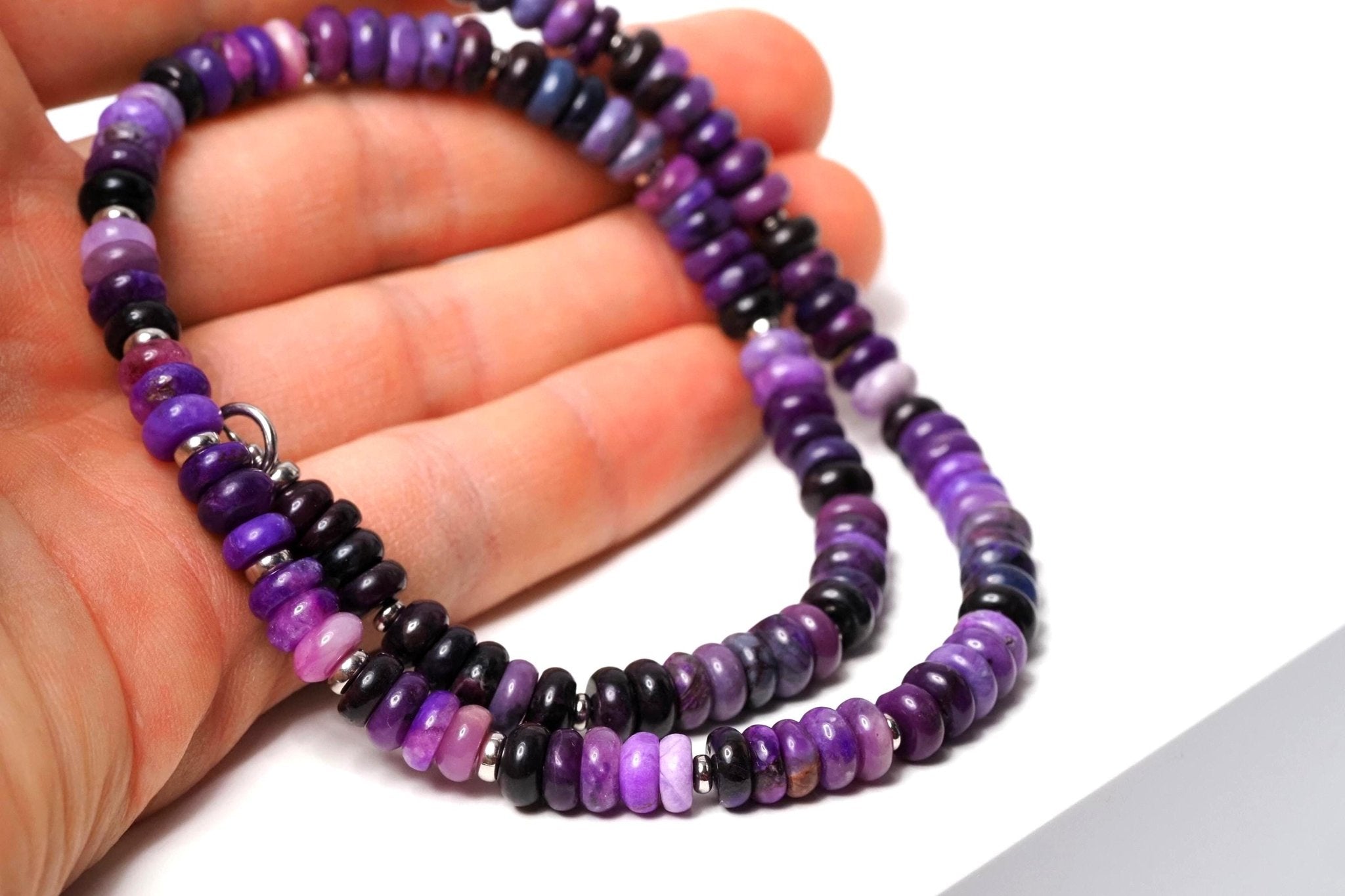 Sugilith Kette Silber 48,5cm AAA Edelsteinkette