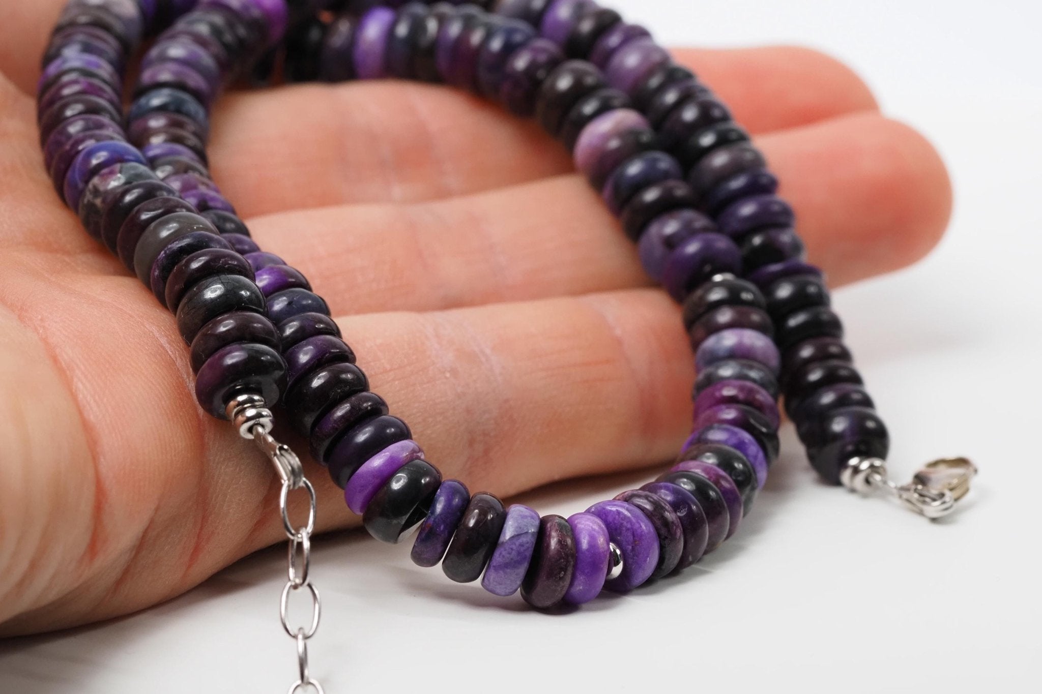 Sugilith Kette Silber lila 43cm echte Edelsteinkette