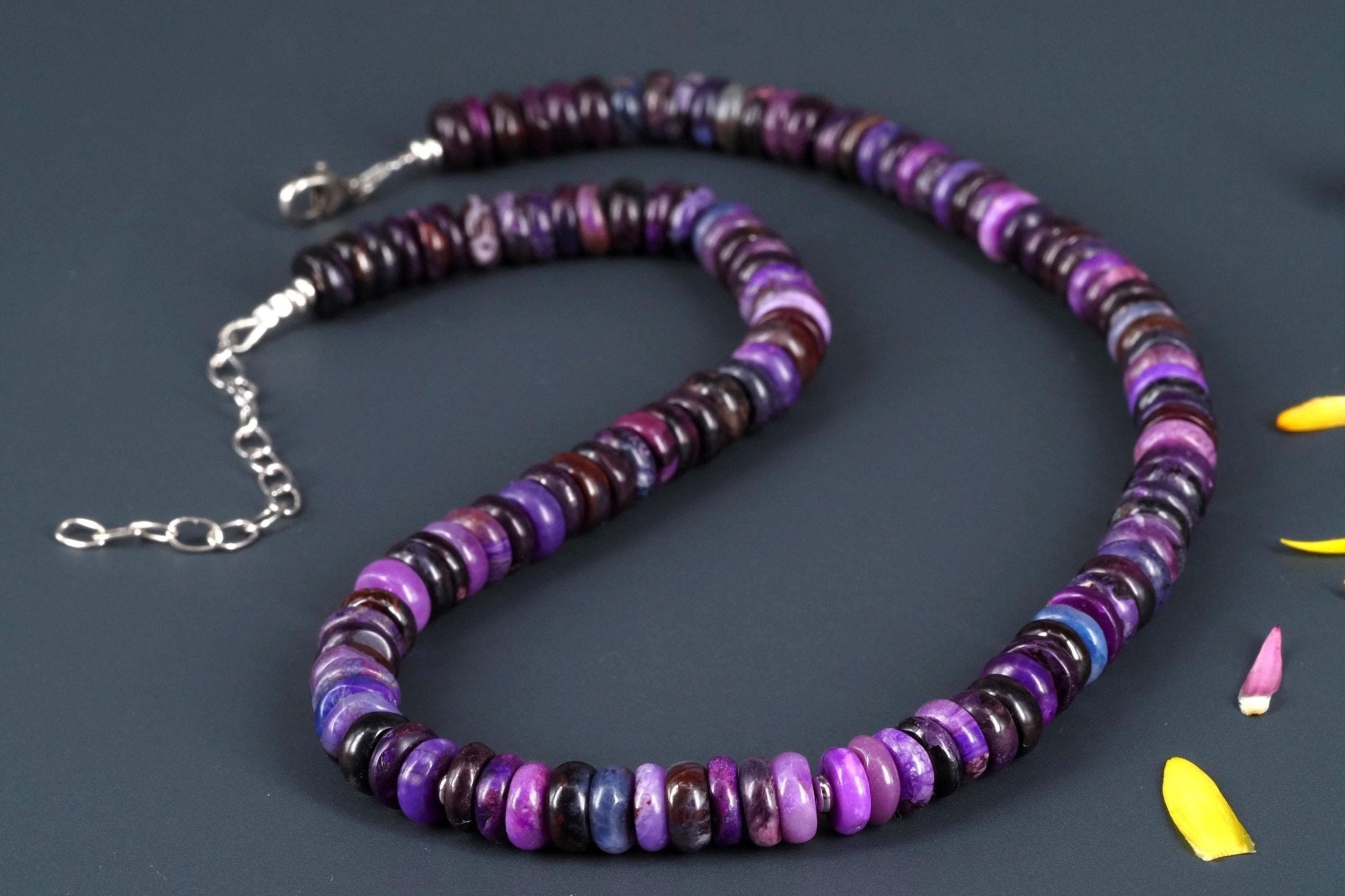 Sugilith Kette Silber lila 44cm echte Edelsteinkette