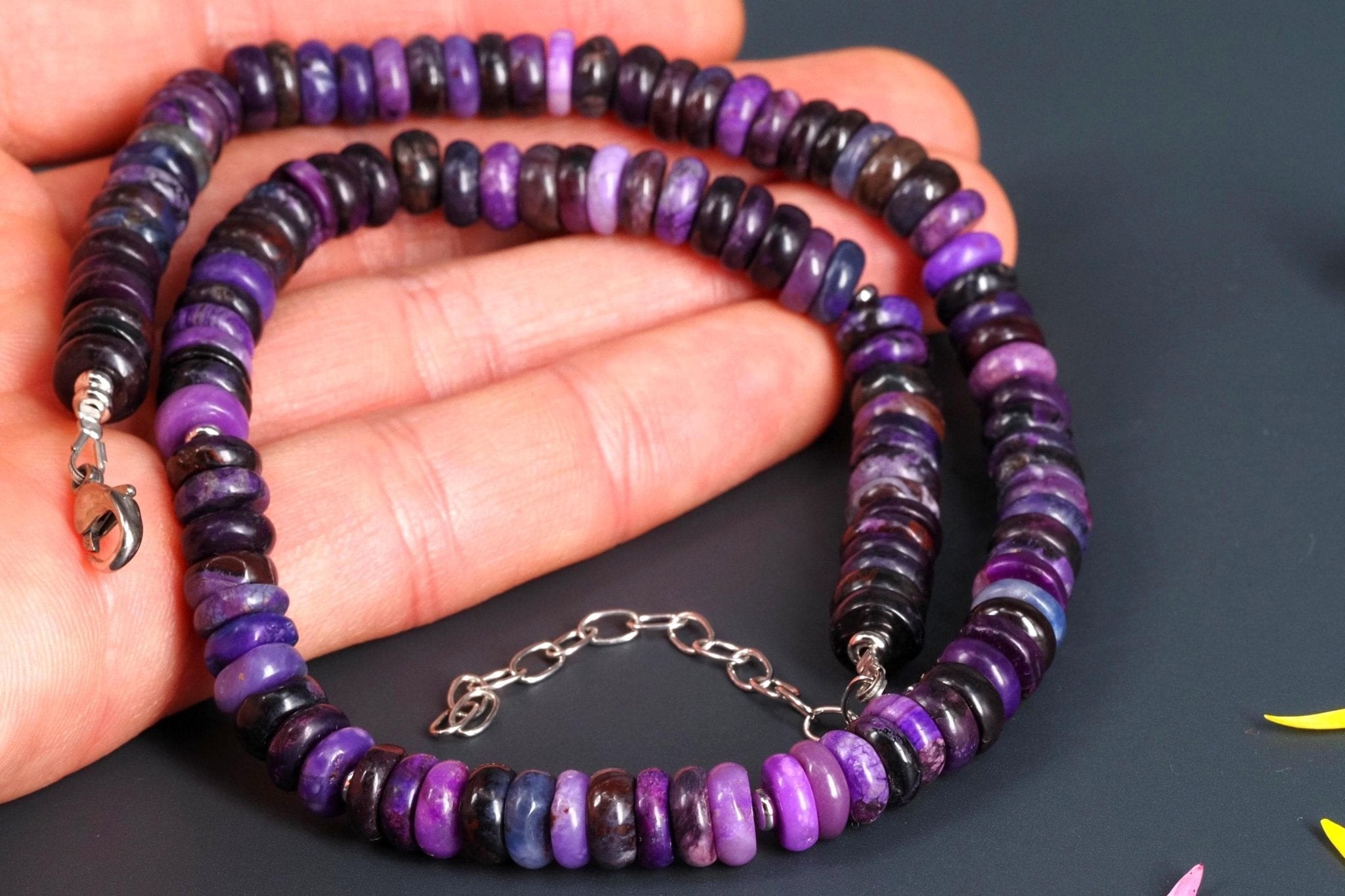 Sugilith Kette Silber lila 44cm echte Edelsteinkette