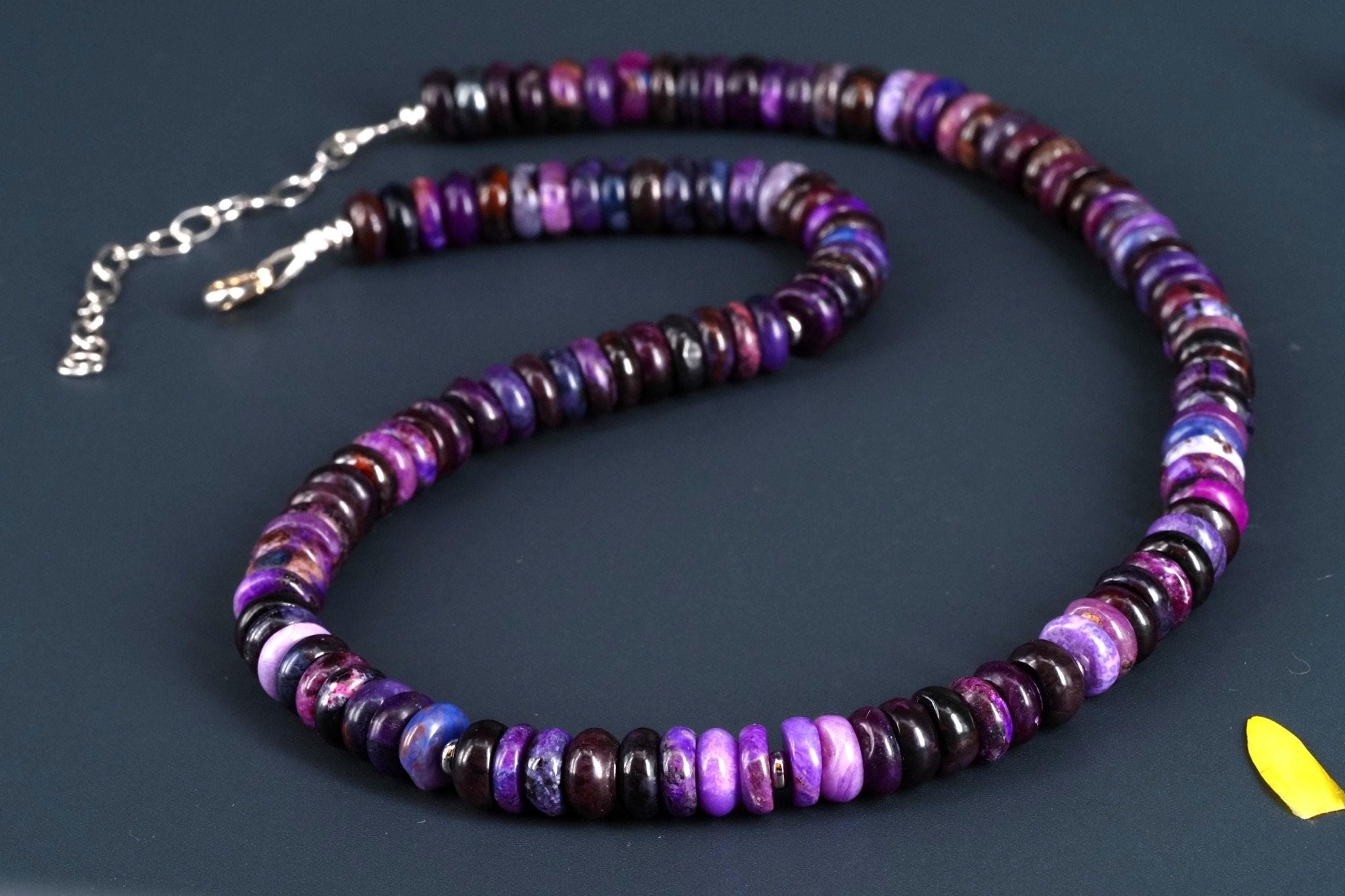 Sugilith Kette Silber lila 45,5cm echte Edelsteinkette