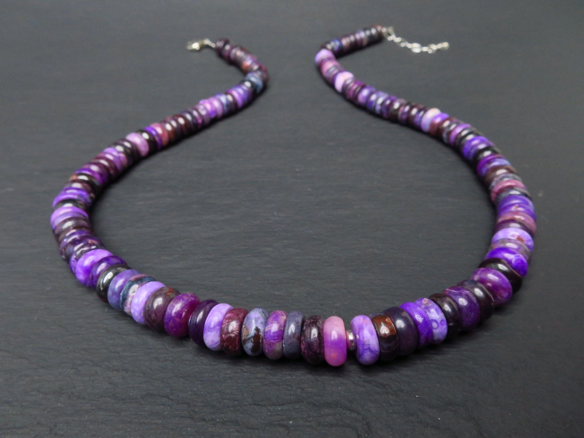 Sugilith Kette Silber lila 47cm echte Edelsteinkette