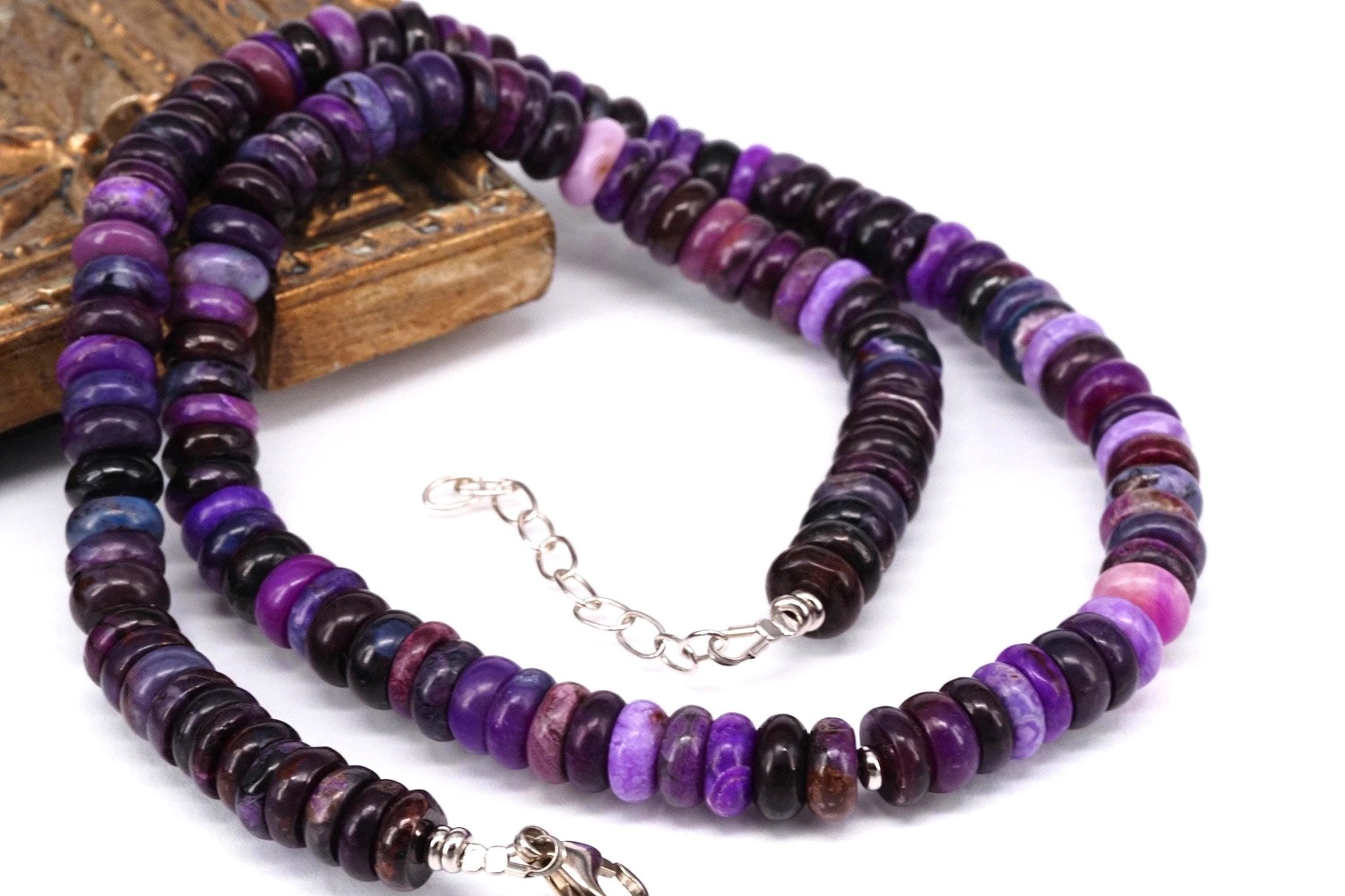 Sugilith Kette Silber lila 47cm echte Edelsteinkette