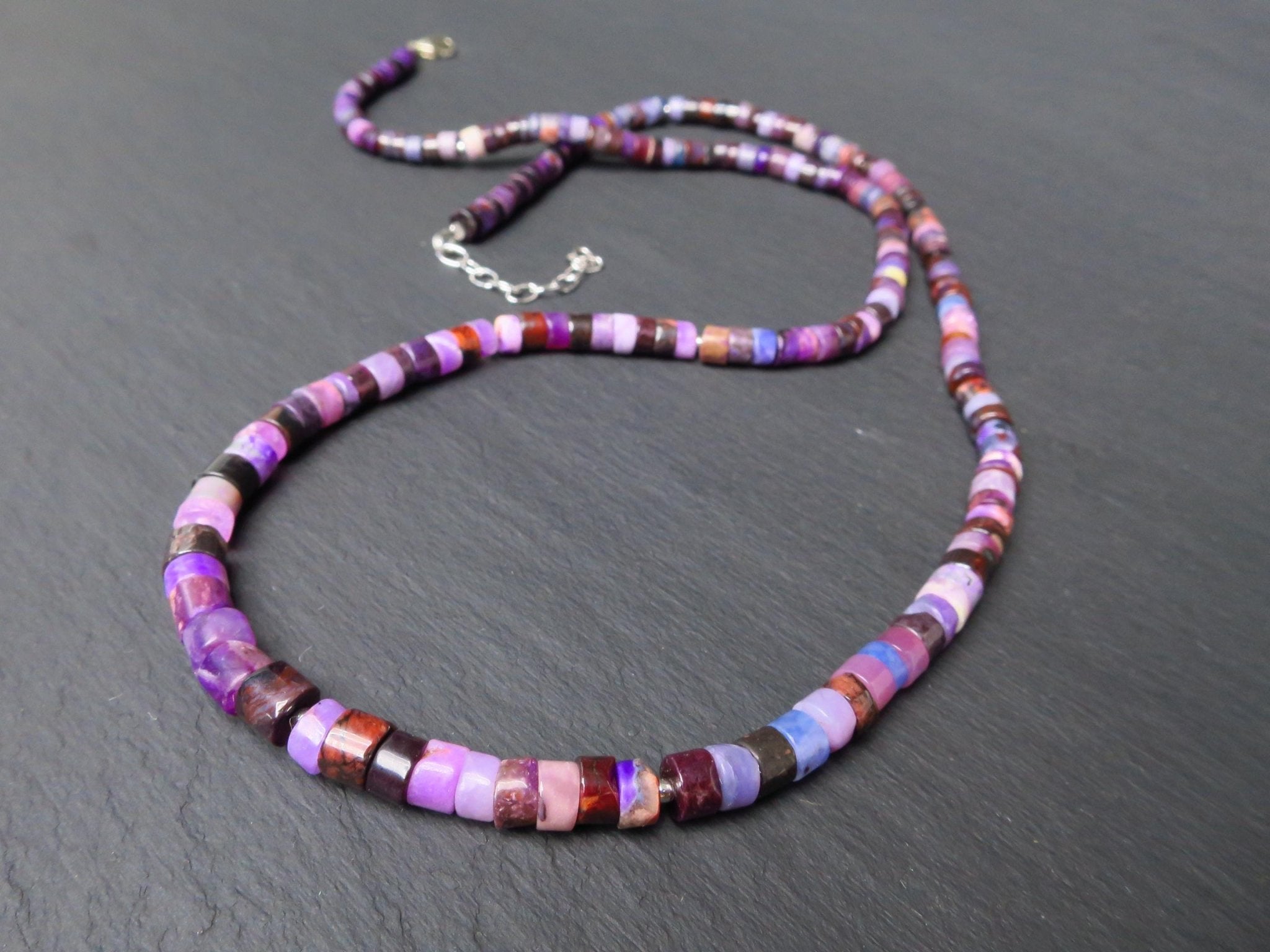 Sugilith Kette Silber lila 66cm echte Edelsteinkette
