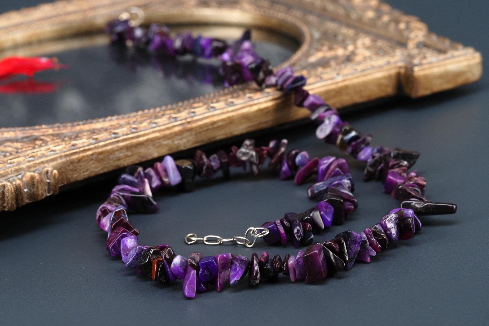 Sugilith Kette Silber Splitter 45 - 48cm echt und unbehandelt