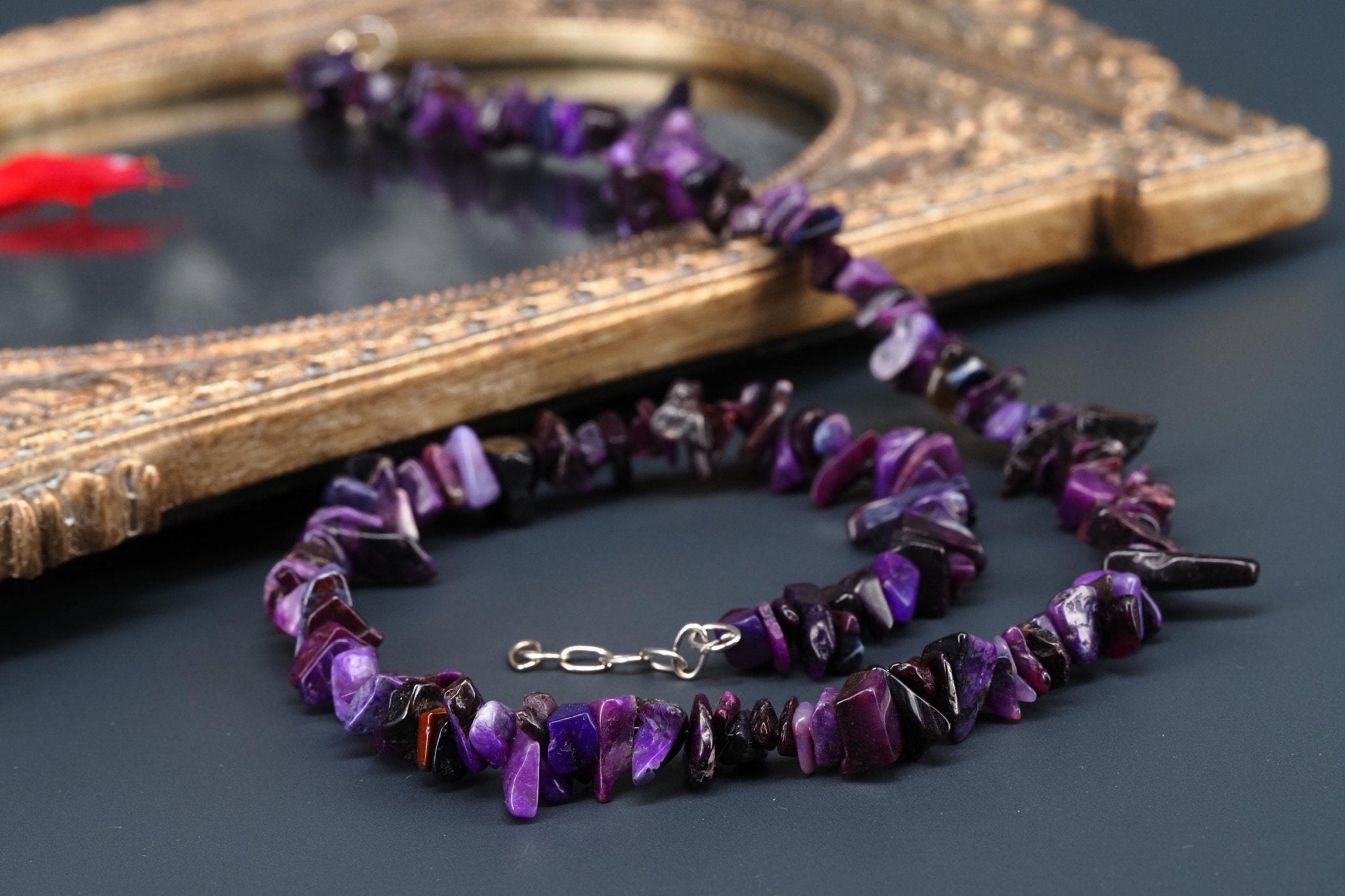 Sugilith Kette Silber Splitter 45 - 48cm echt und unbehandelt