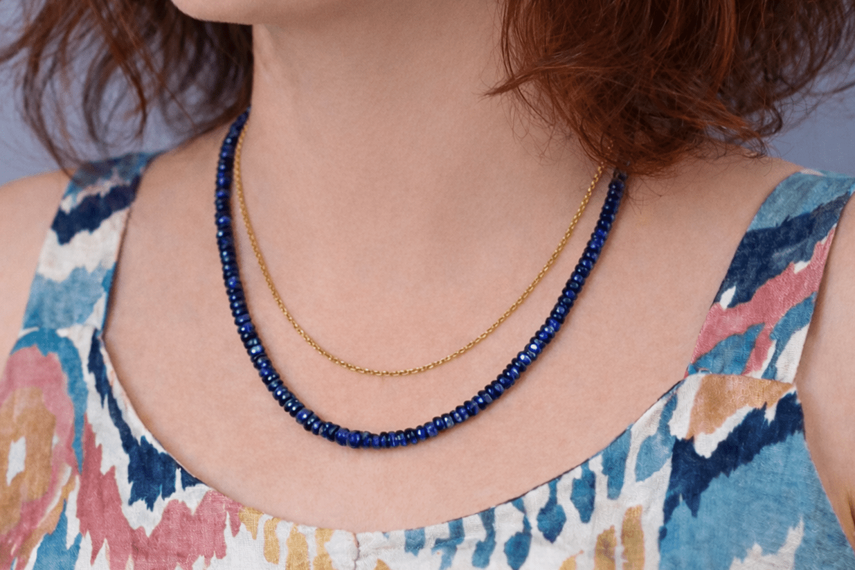Tintenblaue Kyanit Kette mit 925 Silber – selten & intensiv