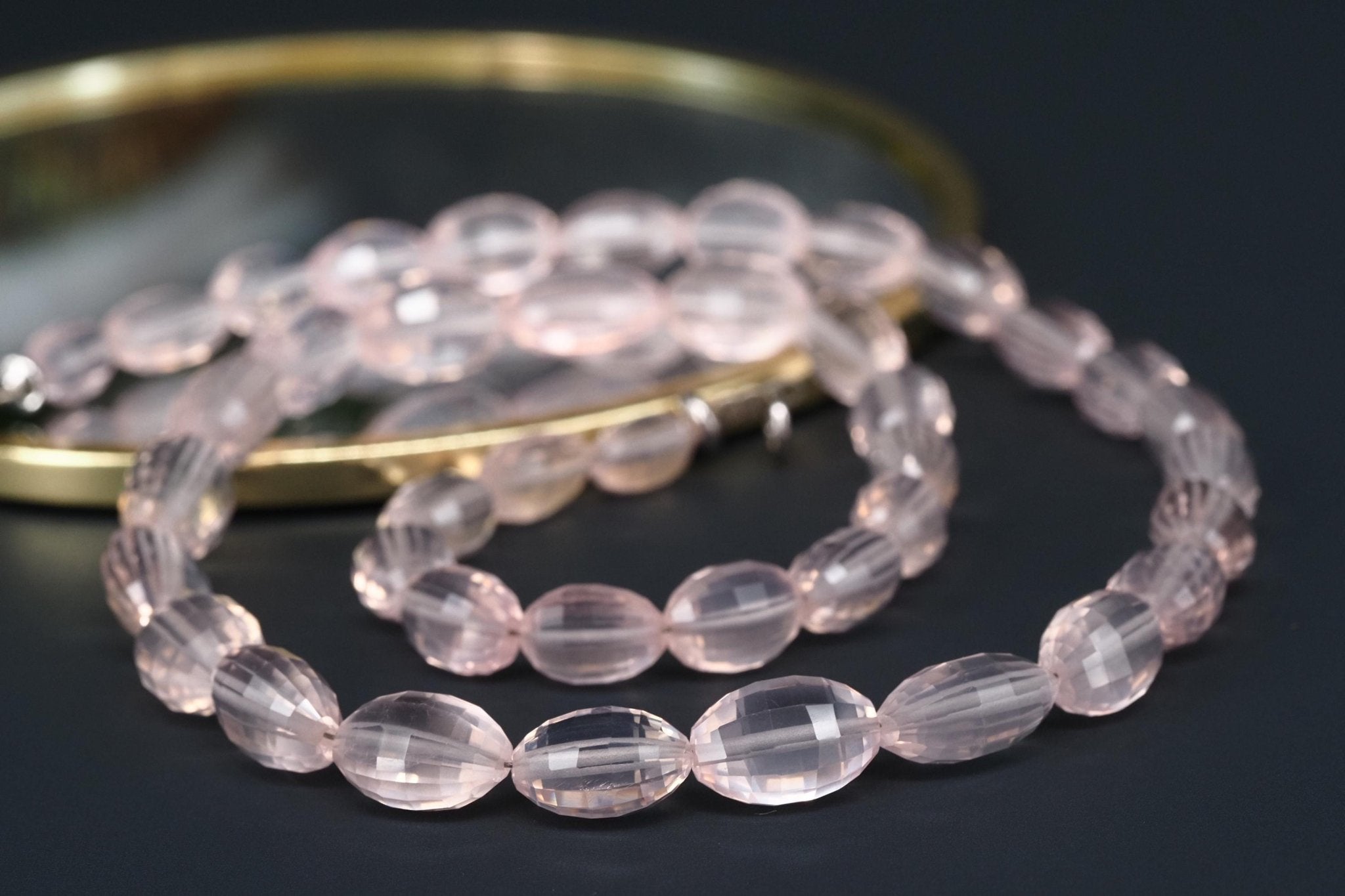 Top Rosenquarz Kette mit Sterling Silber Verschluss