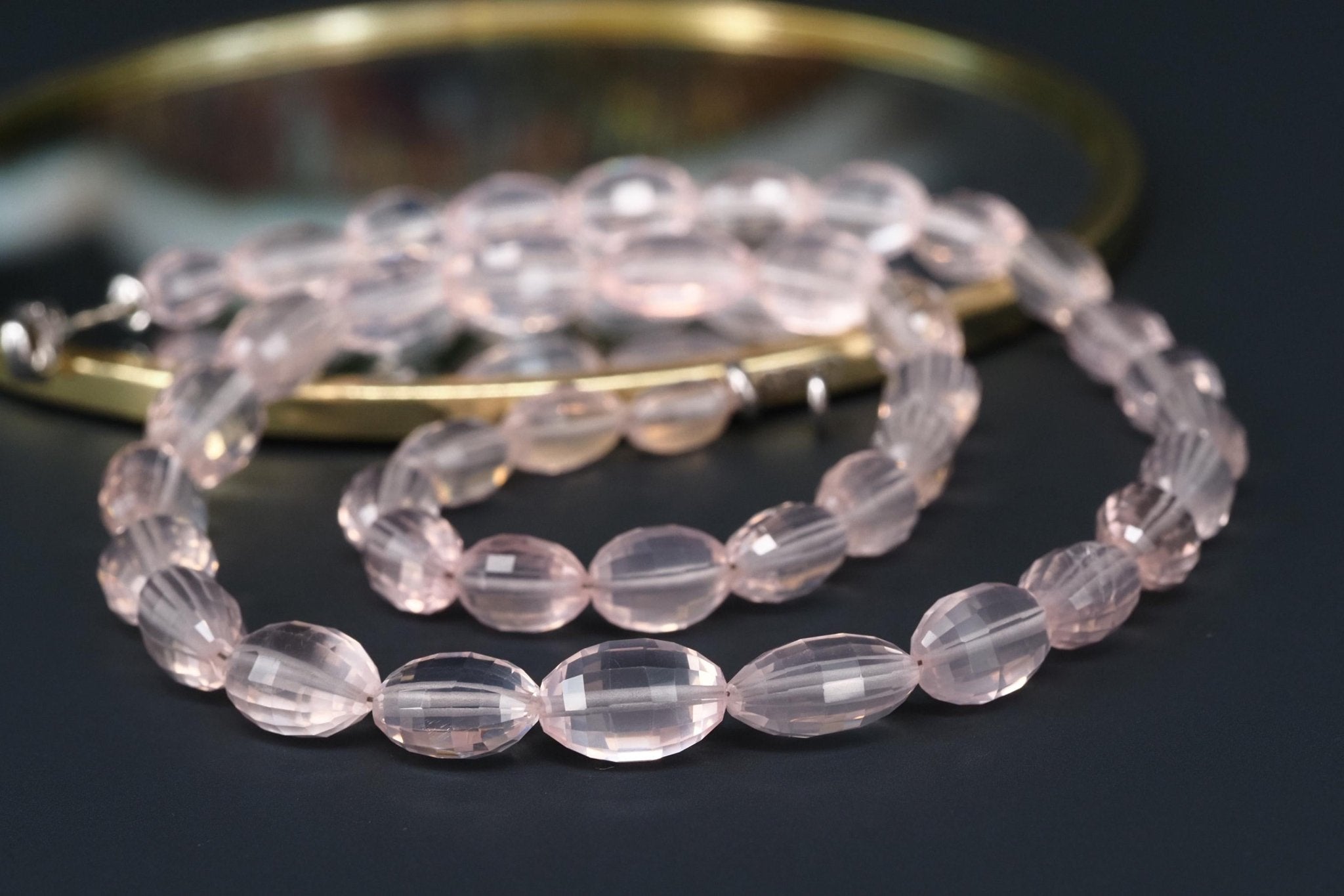 Top Rosenquarz Kette mit Sterling Silber Verschluss