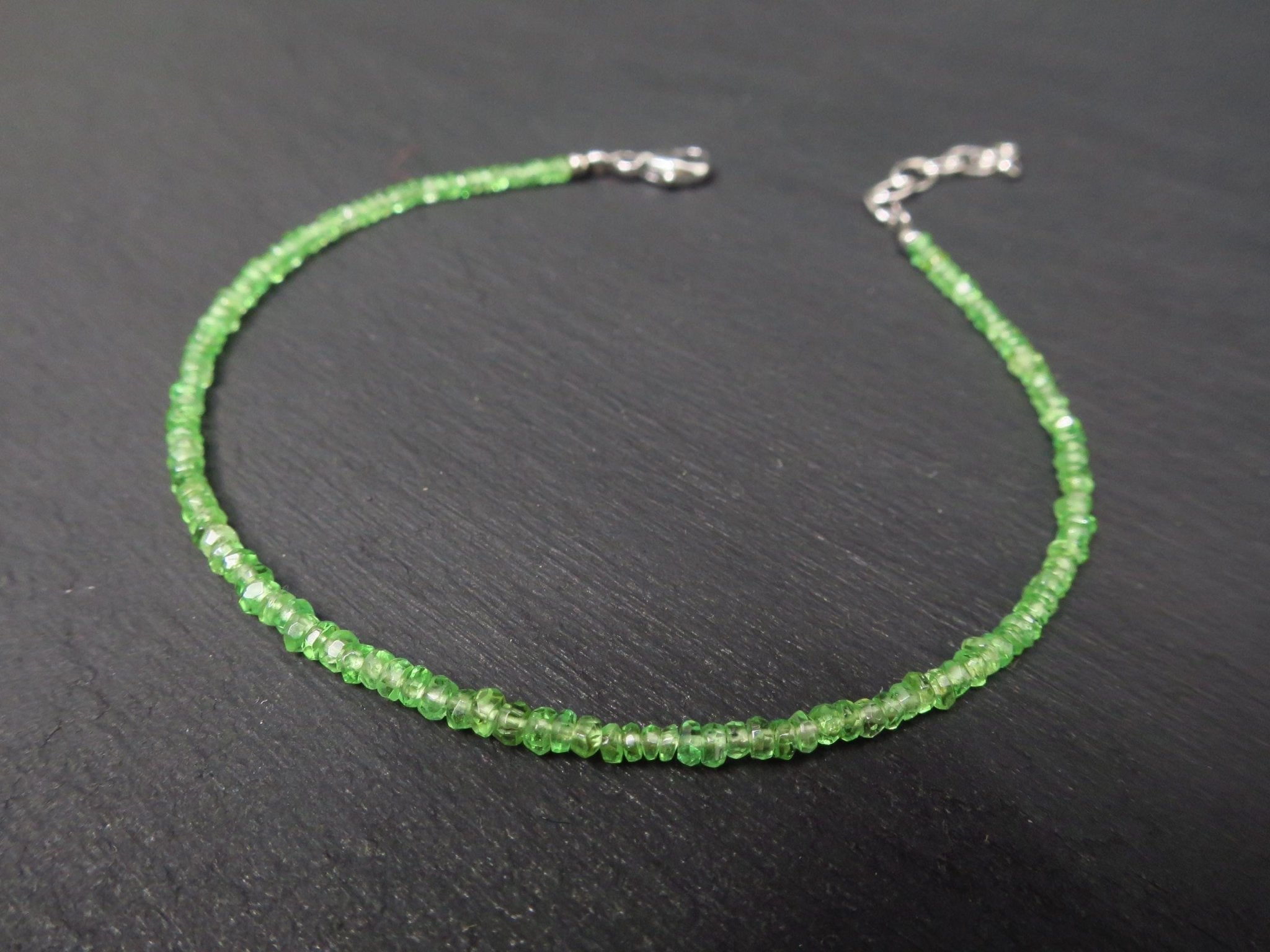 Tsavorit Armband facettiert 17 - 19.5 cm mit 925 Silber