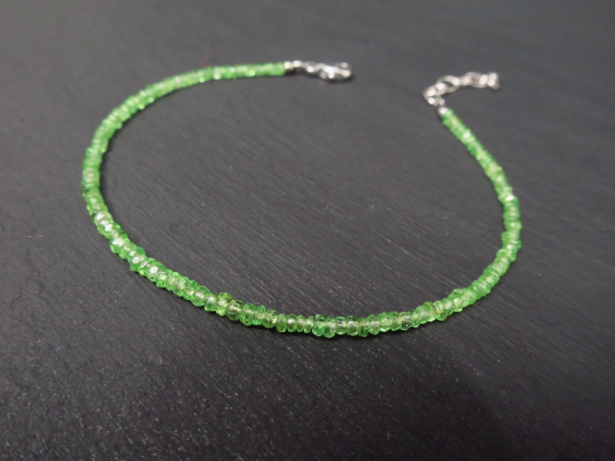 Tsavorit Armband facettiert 17 - 19.5 cm mit 925 Silber
