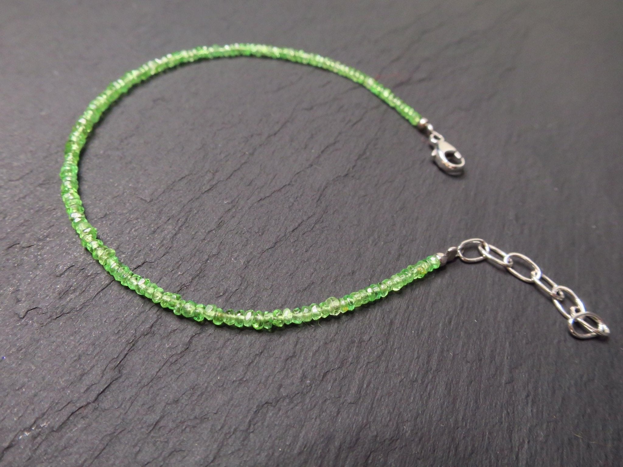 Tsavorit Armband facettiert 17 - 19.5 cm mit 925 Silber