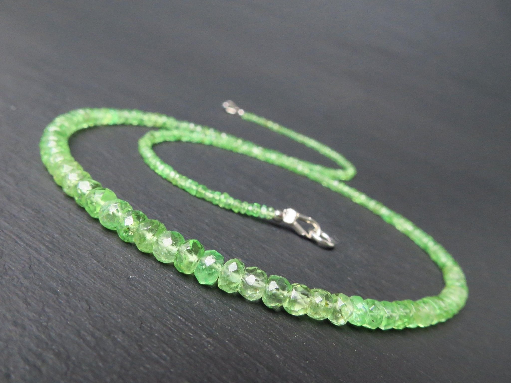 Tsavorit Kette grüner Granat 42cm Sterling Silber