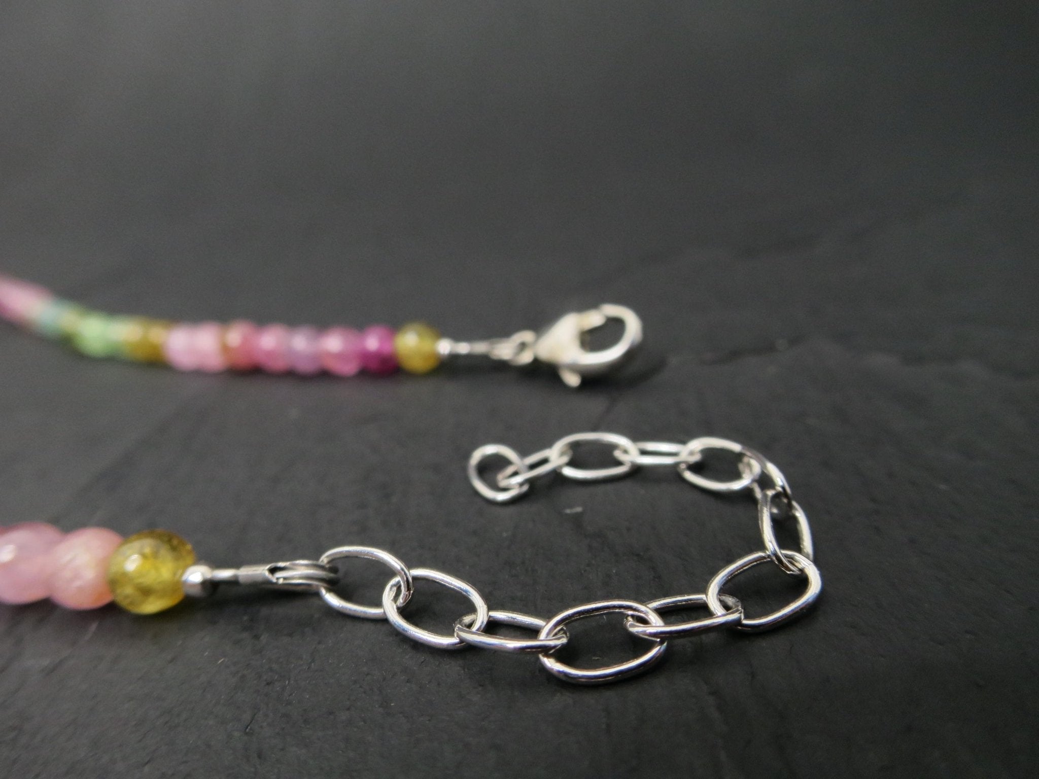 Turmalin Kette bunt 41,5cm plus 5cm Sterling Silber