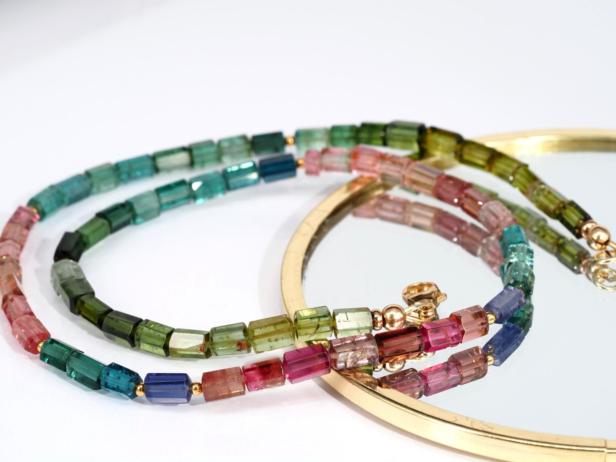 Turmalin Kette Gold – mehrfarbige Turmalin Halskette in bester Qualität, natürliche Edelsteine