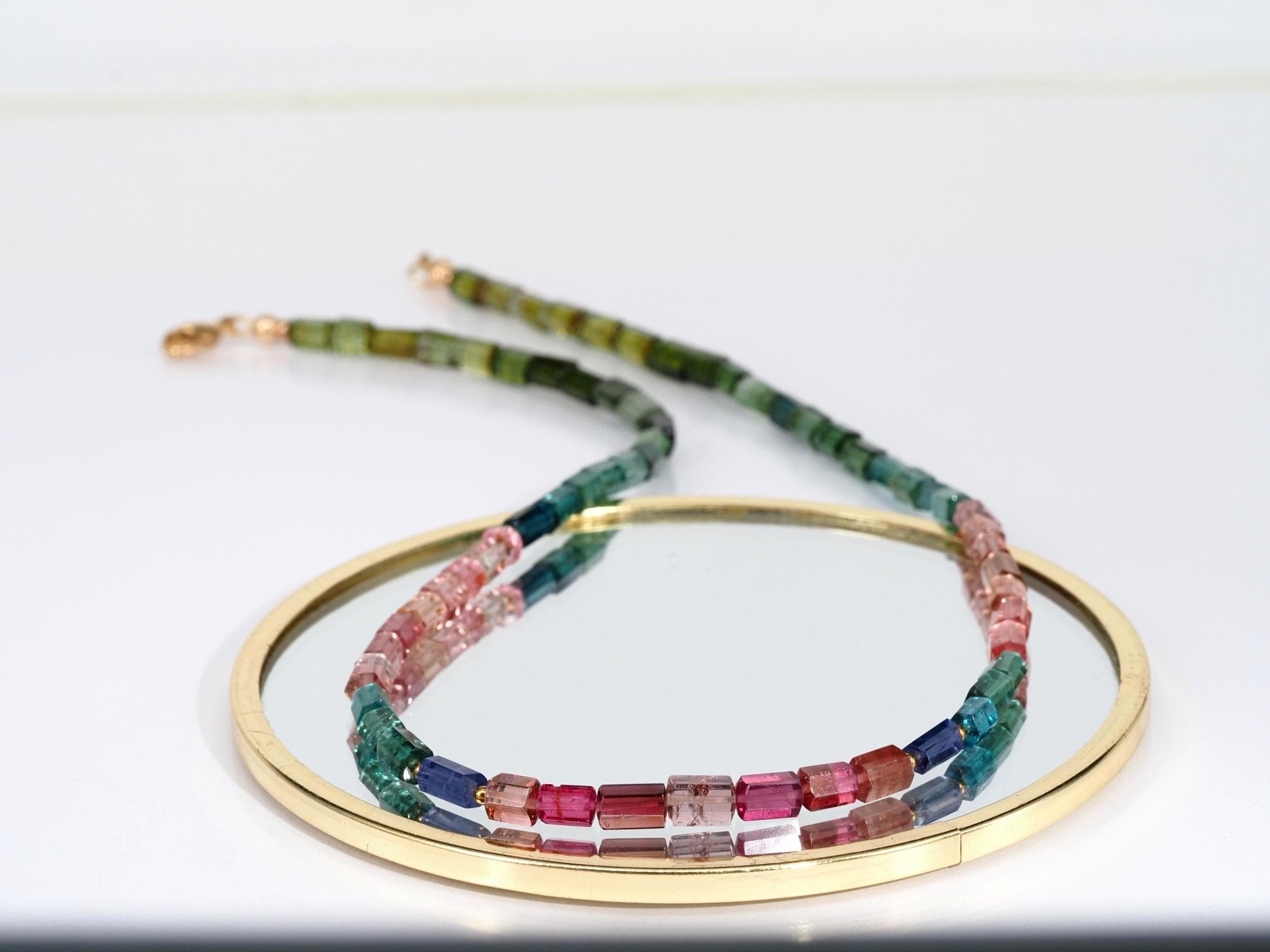 Turmalin Kette Gold – mehrfarbige Turmalin Halskette in bester Qualität, natürliche Edelsteine
