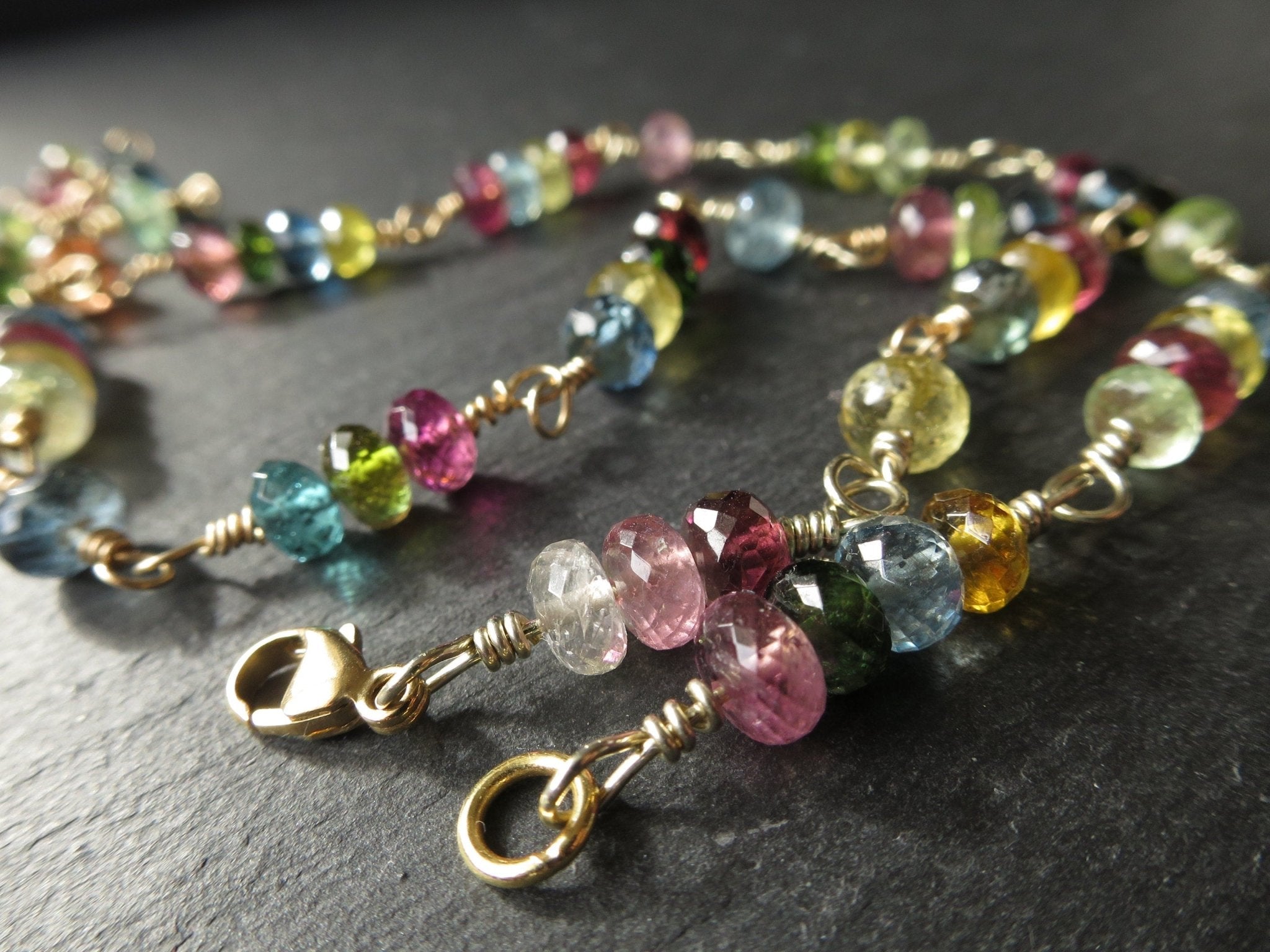 Turmalin Kette Turmalin bunt aus solid 9kt Gold