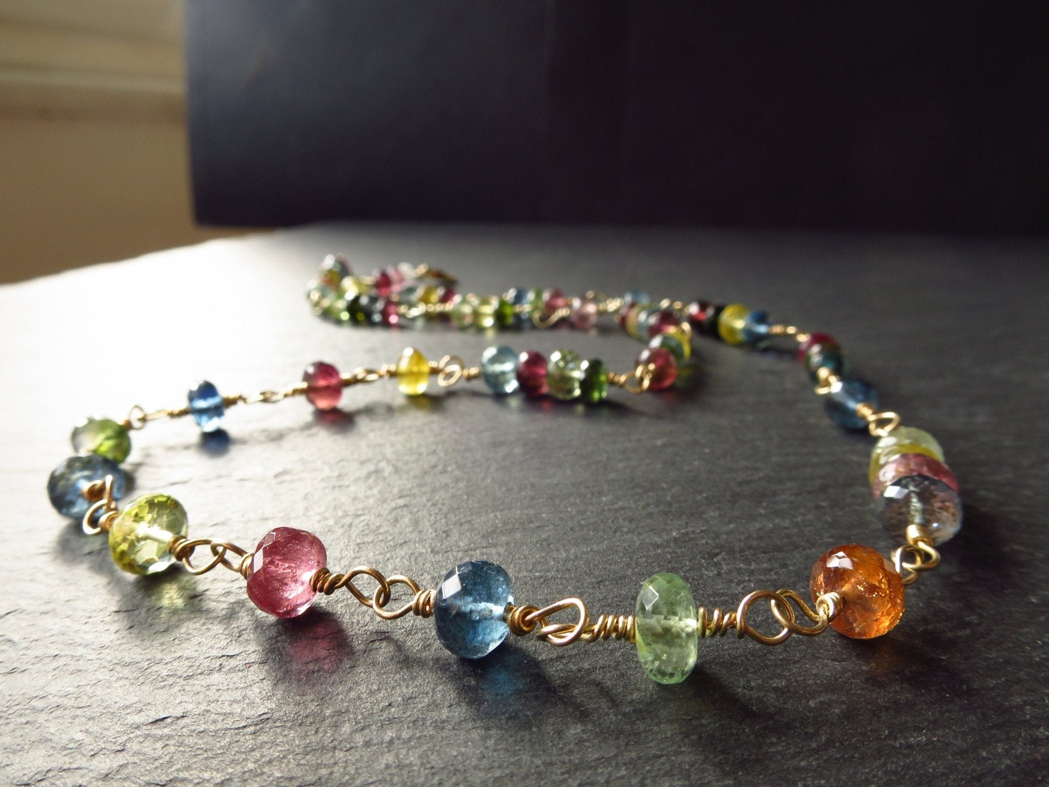 Turmalin Kette Turmalin bunt aus solid 9kt Gold