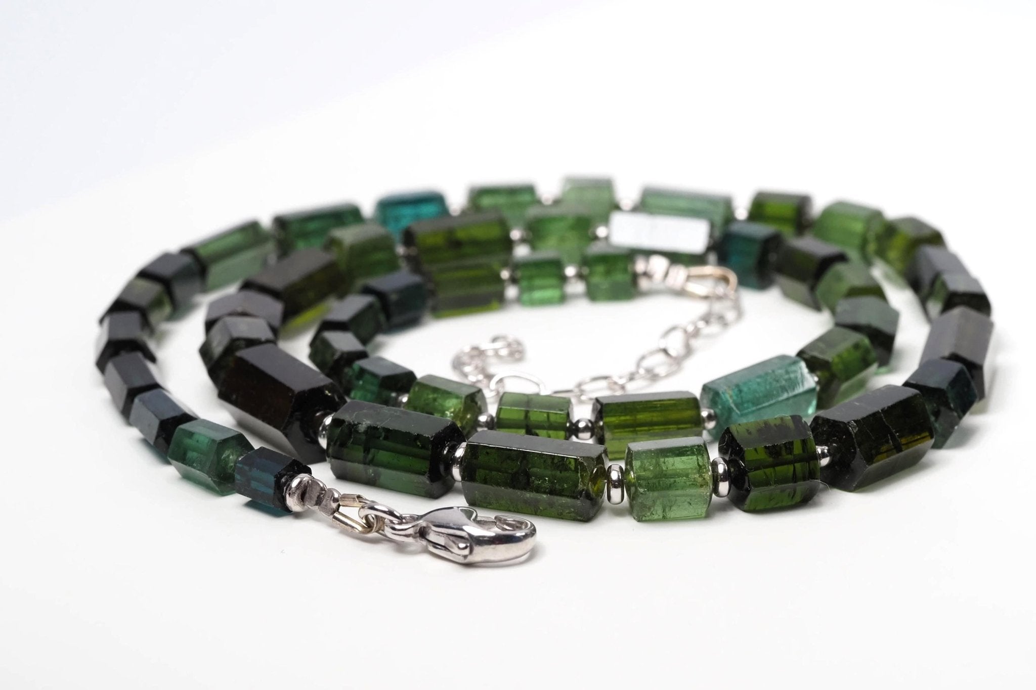 Turmalin Kristall Kette grün Sterling Silber Verschluss