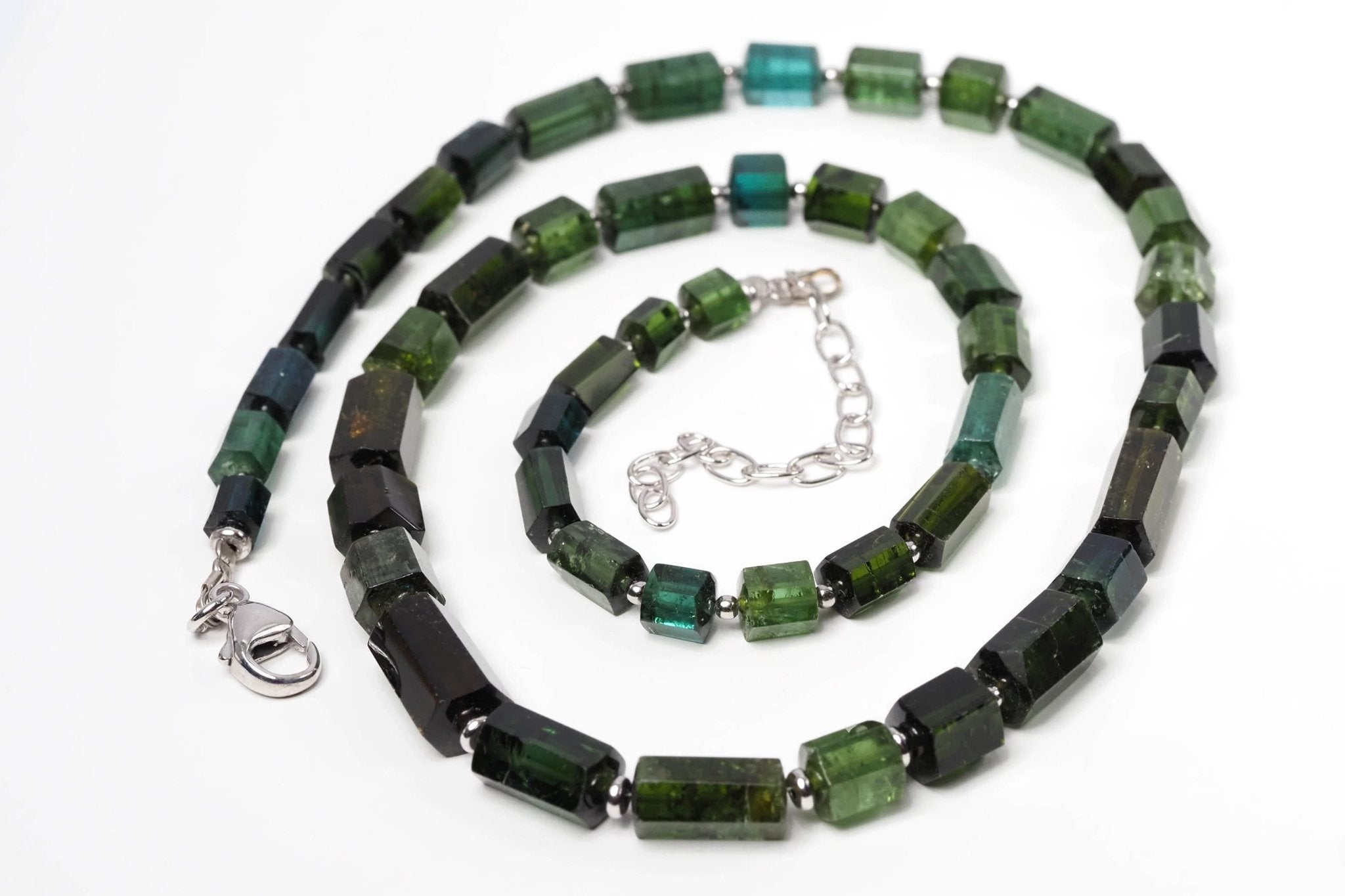 Turmalin Kristall Kette grün Sterling Silber Verschluss