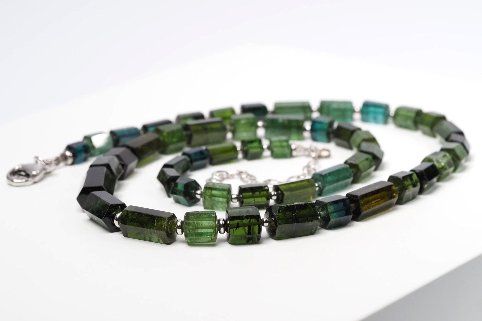 Turmalin Kristall Kette grün Sterling Silber Verschluss