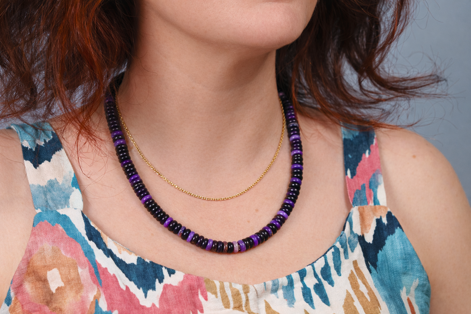 Sugilith Kette 925er Silber lila echte Edelsteinkette - elstardesign