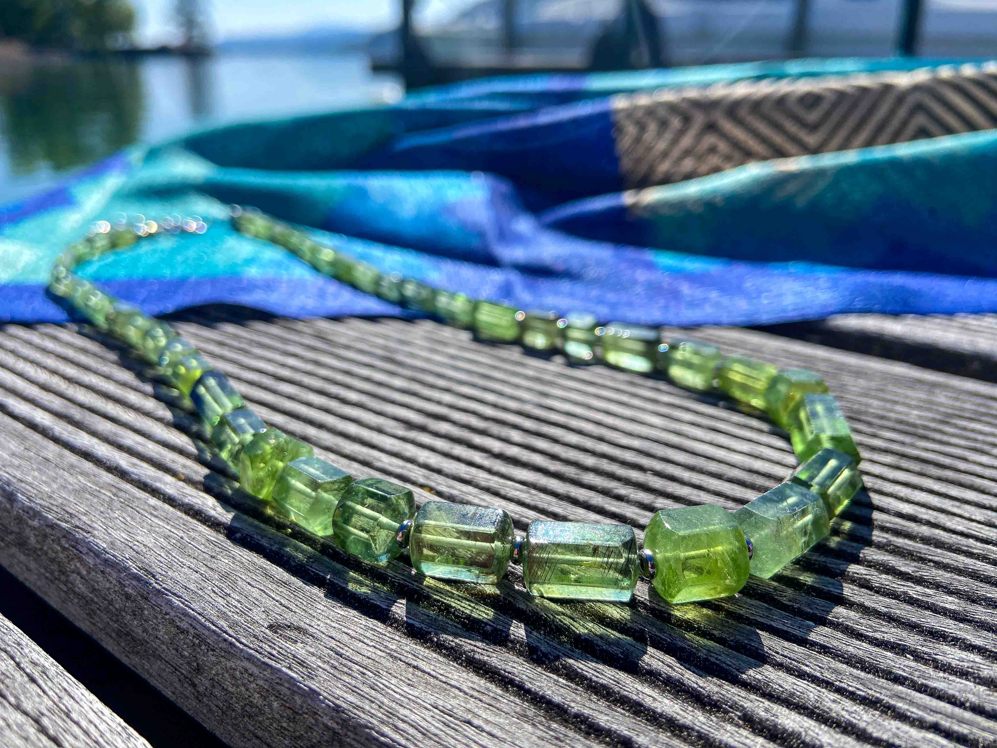 Unique long peridot necklace of the finest quality