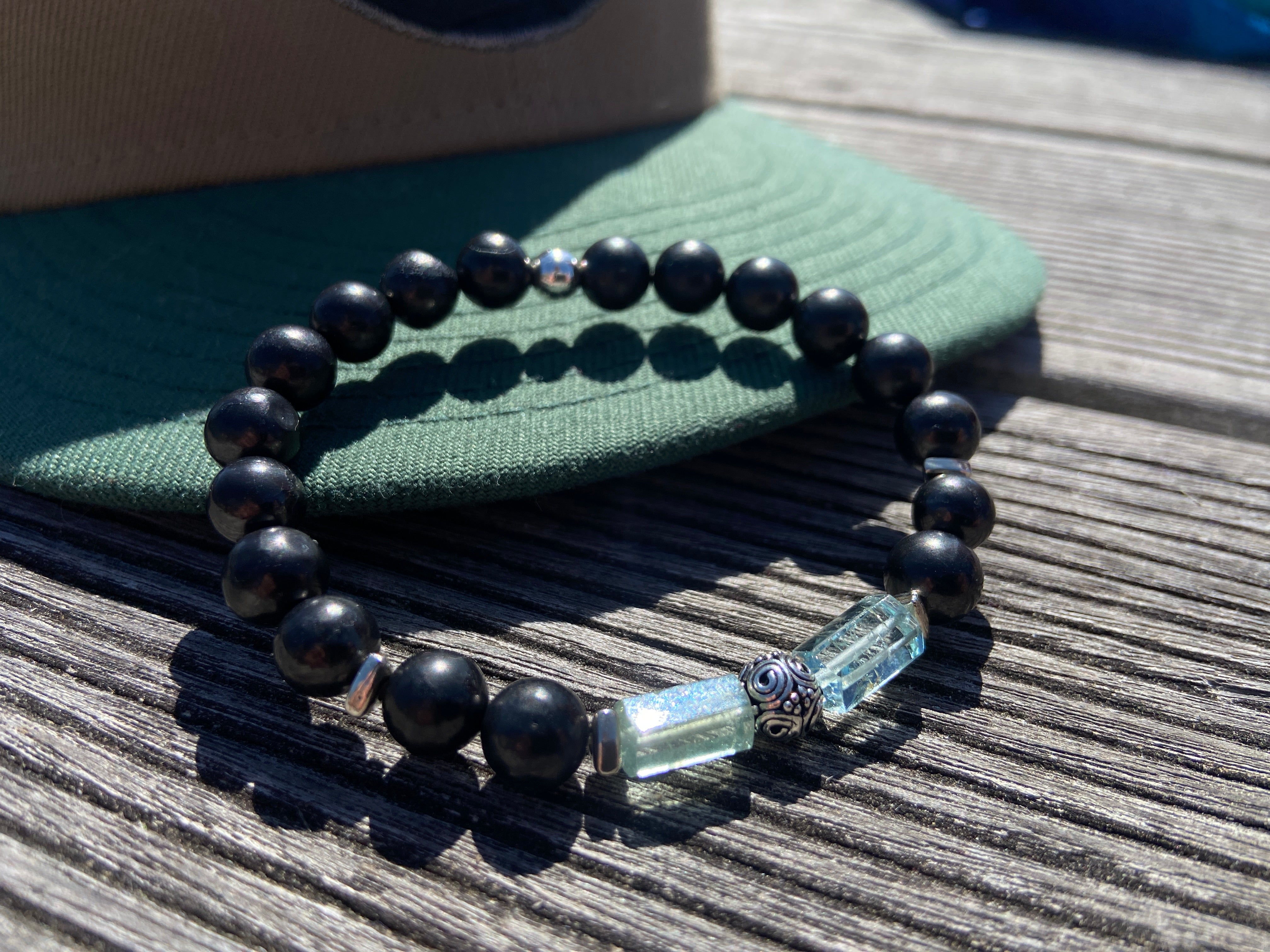Aquamarin und Schungit Armband für Männer - elstardesign