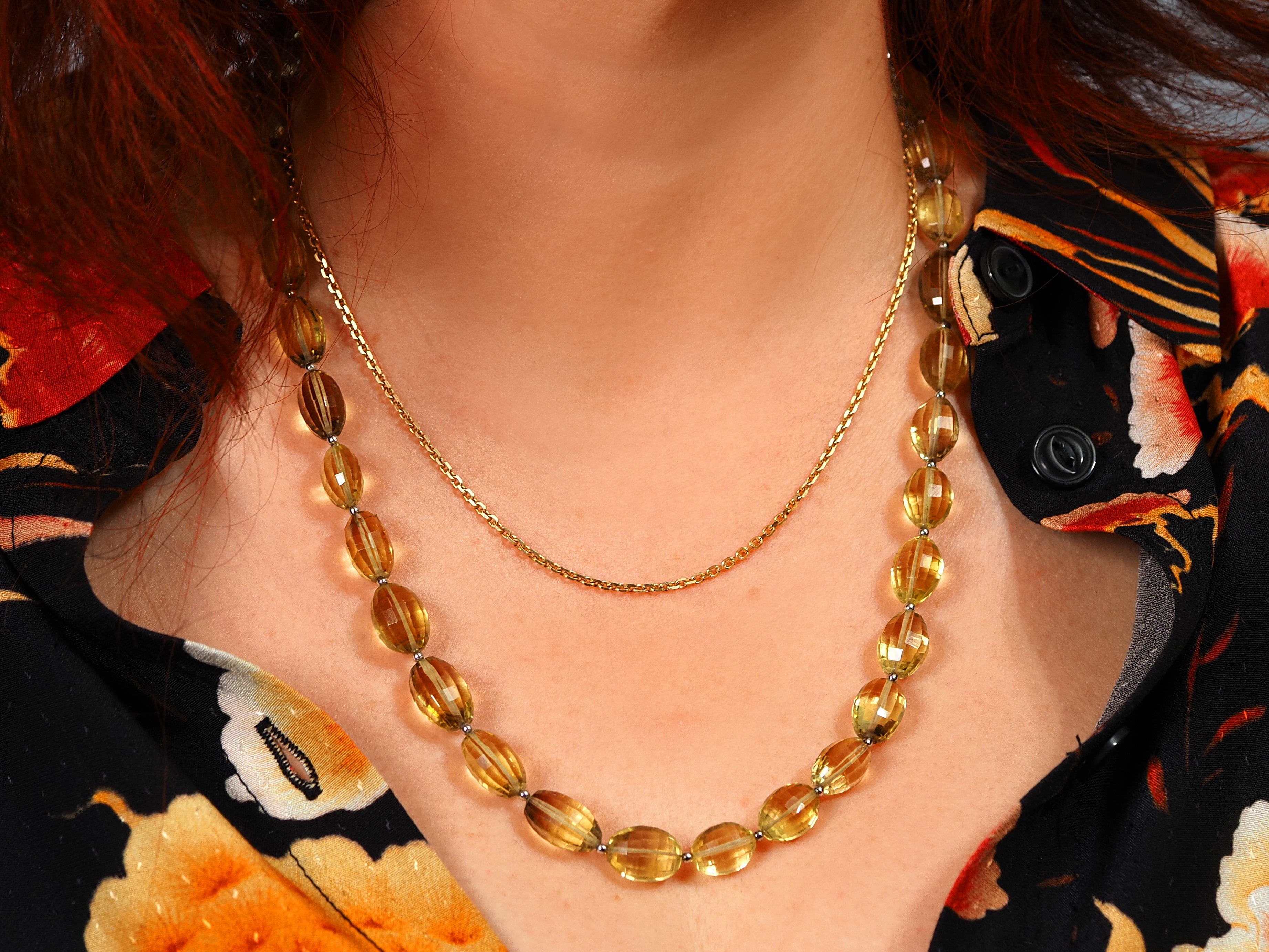 Lemon Quarz Kette 925er Silber Verschluss Citrin - elstardesign