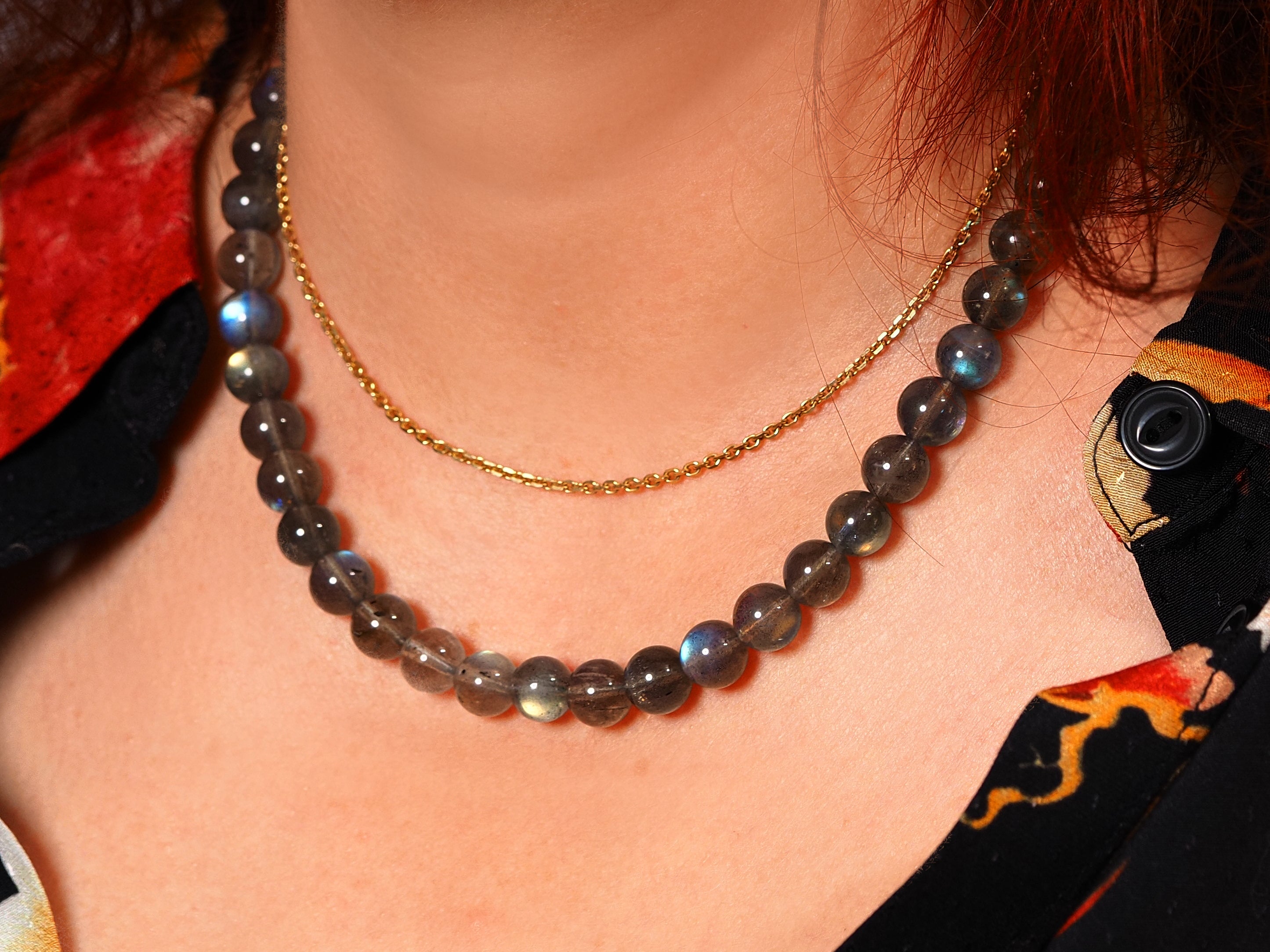 Labradorite necklace precious shimmering gemstone length 42cm