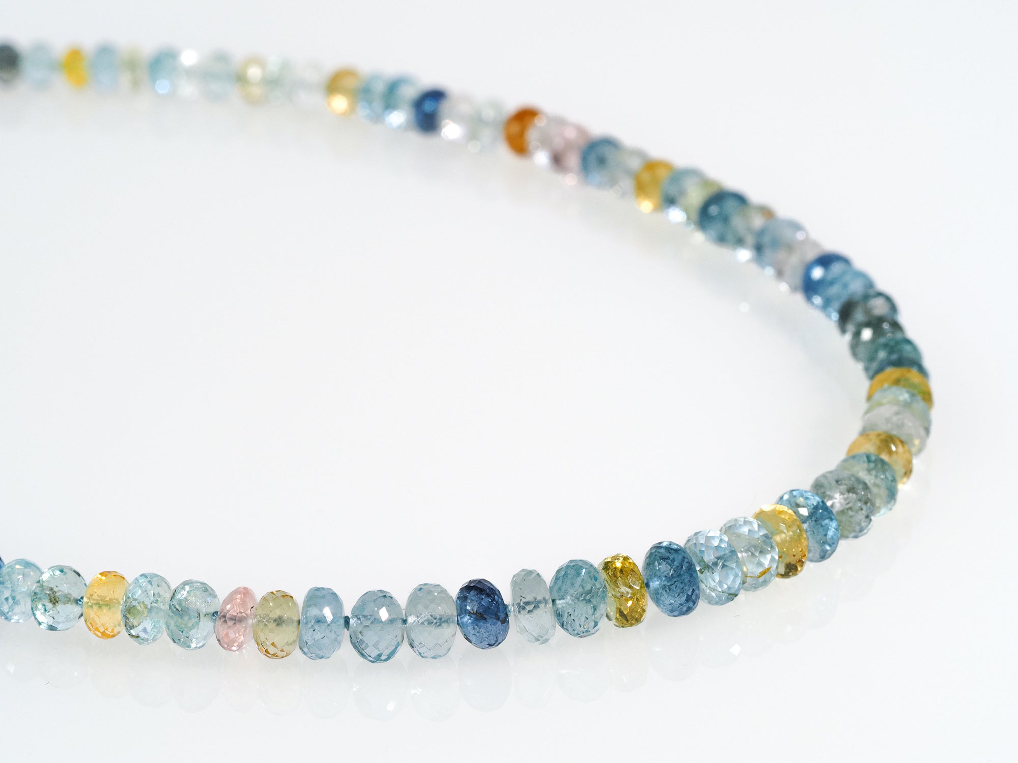 Beryl necklace - Morganite, heliodor & aquamarine faceted, hand-knotted gemstone necklace