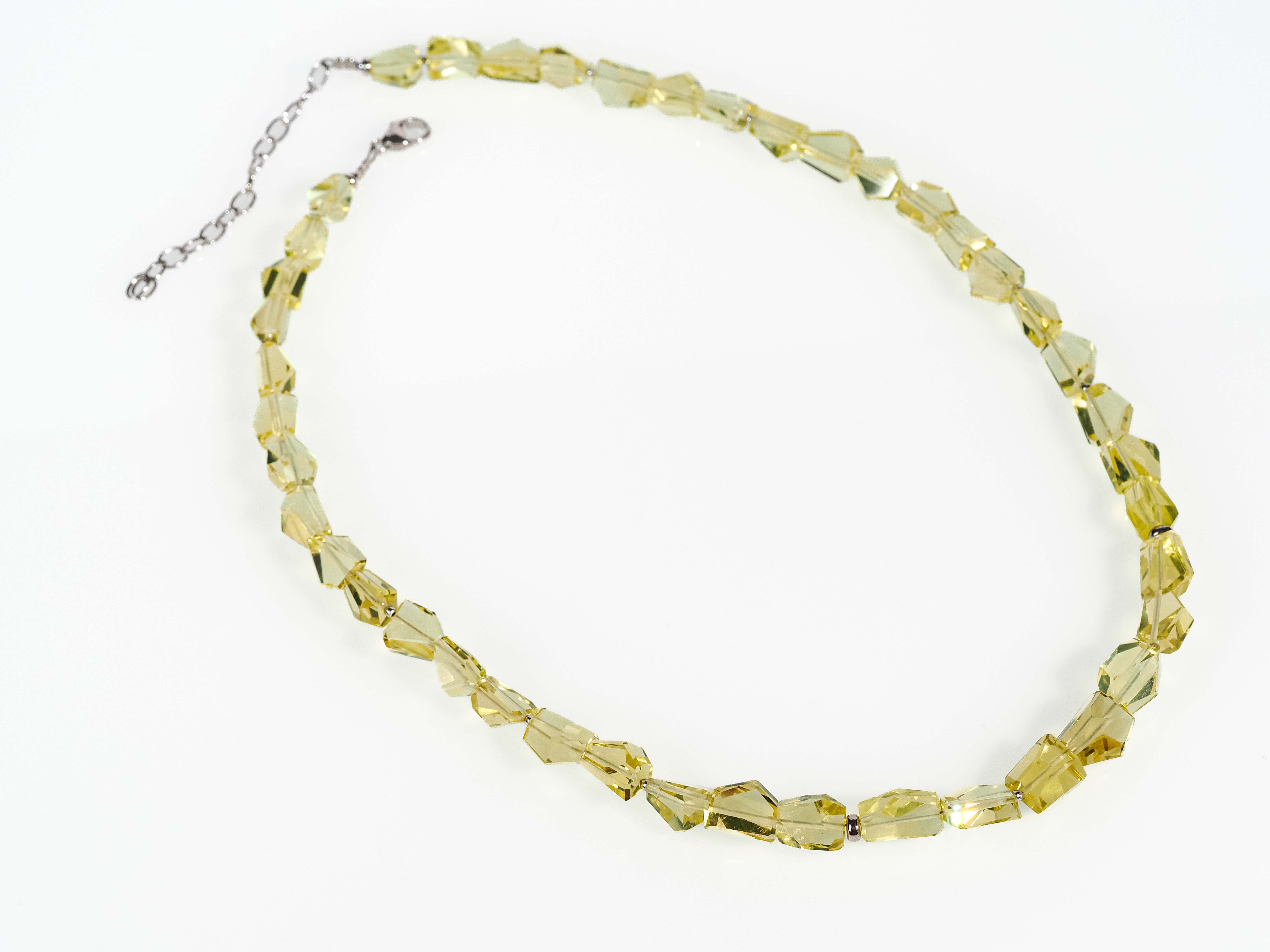 Fantastic lemon quartz necklace - faceted gemstone beads with intense sparkle
