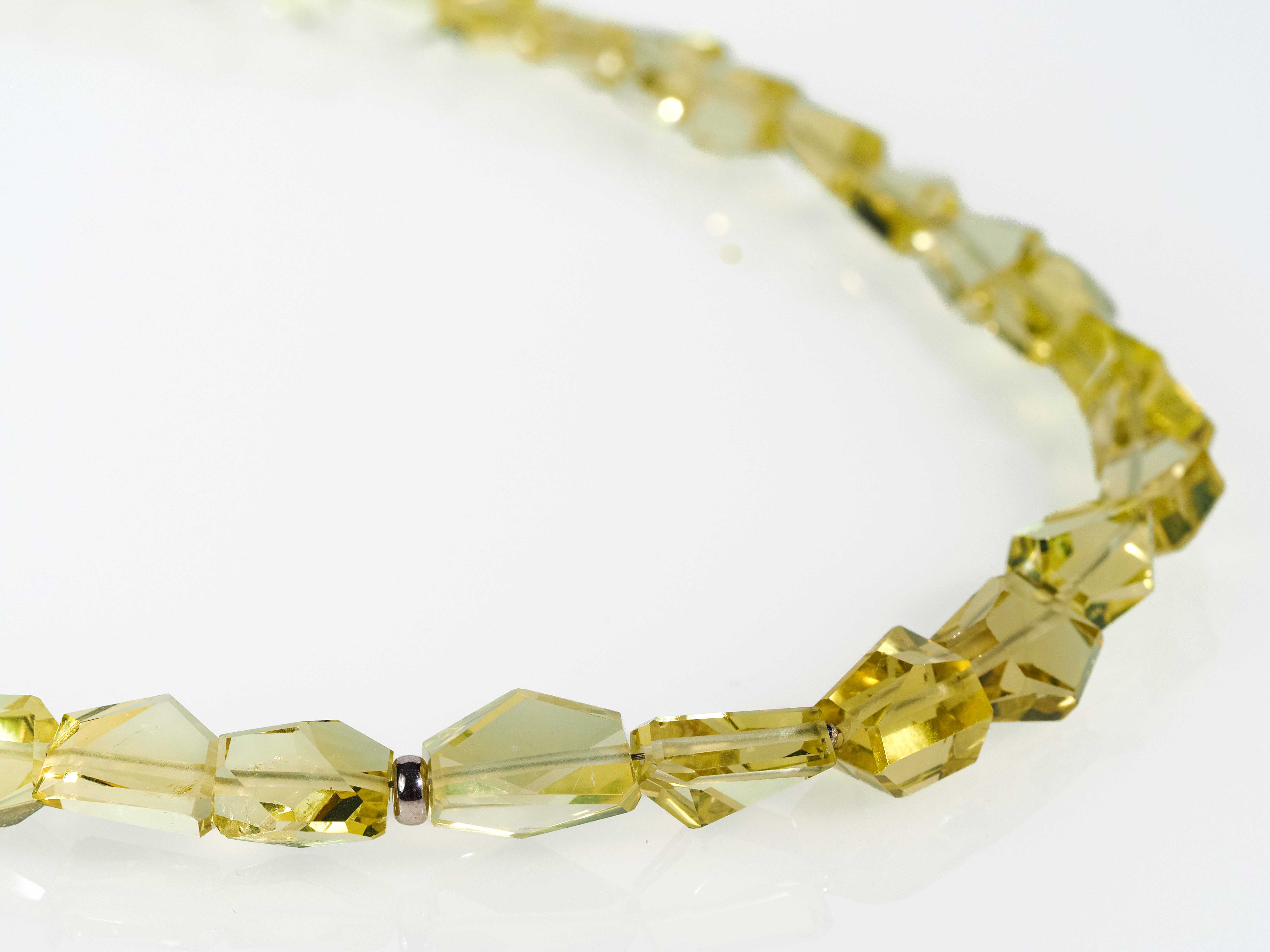 Fantastic lemon quartz necklace - faceted gemstone beads with intense sparkle