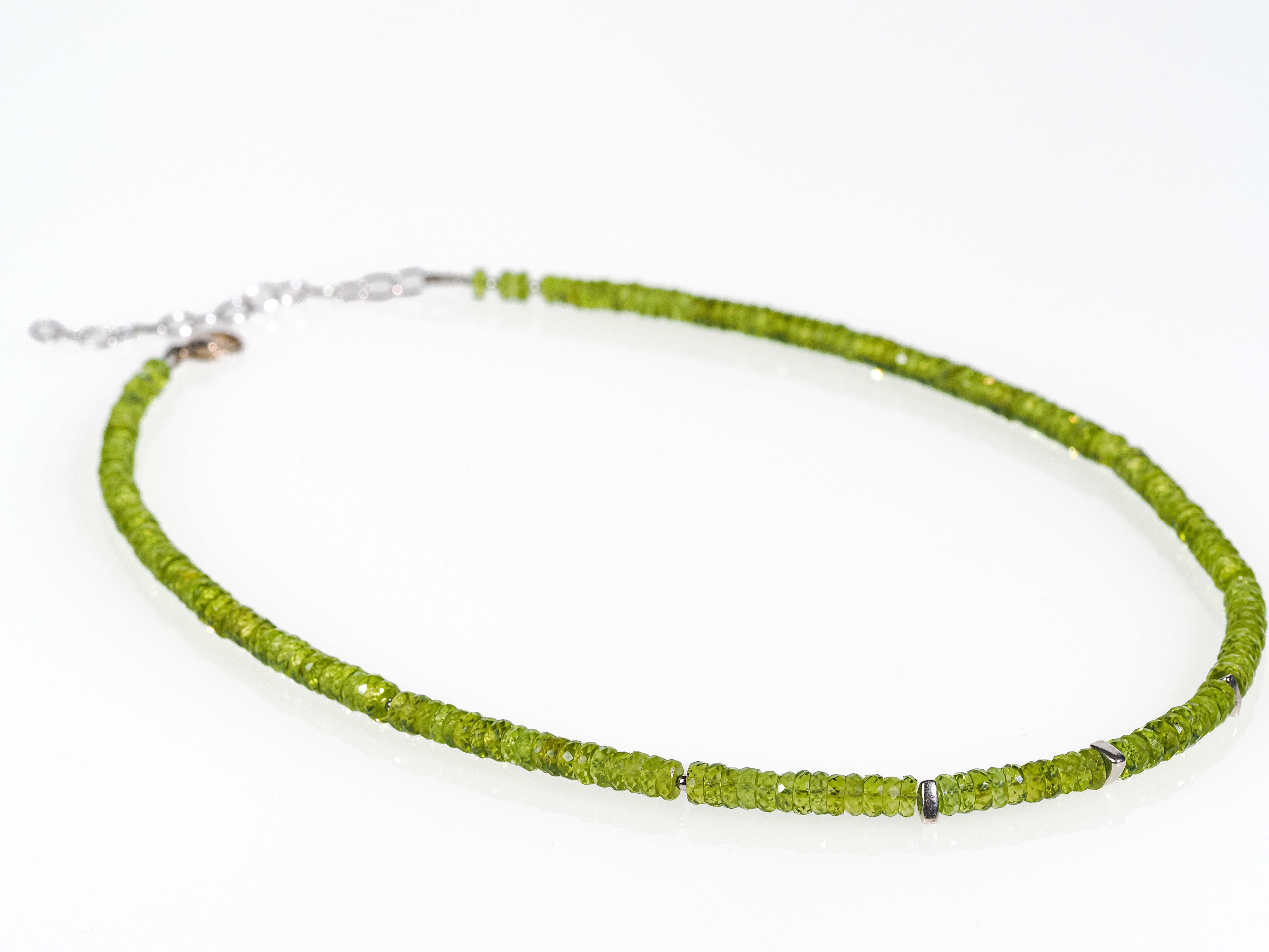 Peridot Kette facettiert – natürliche grüne Edelsteinkette mit 925 Silber Verschluss - elstardesign