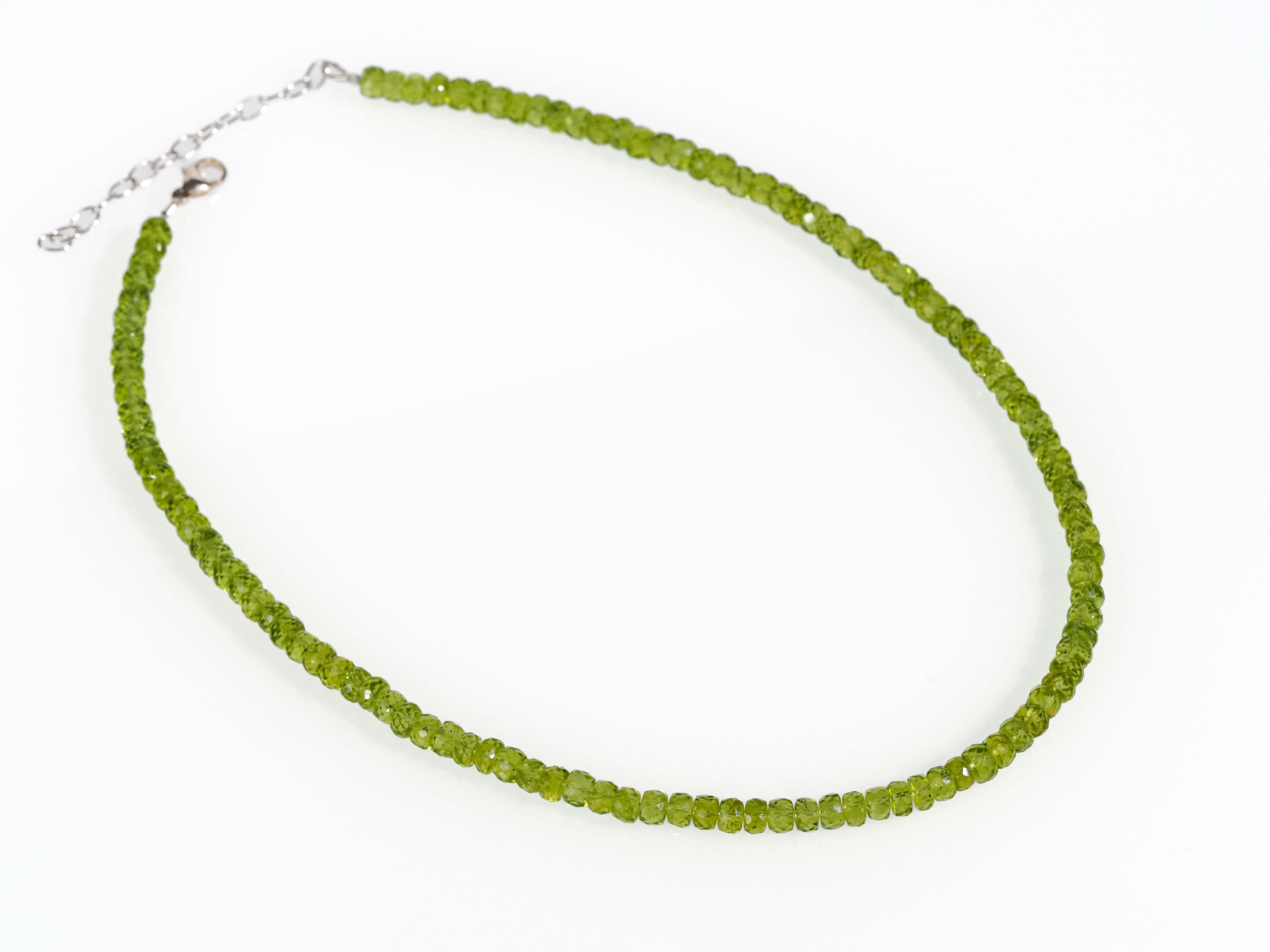 Peridot Kette grün 42,5cm plus 5cm Sterling Silber - elstardesign
